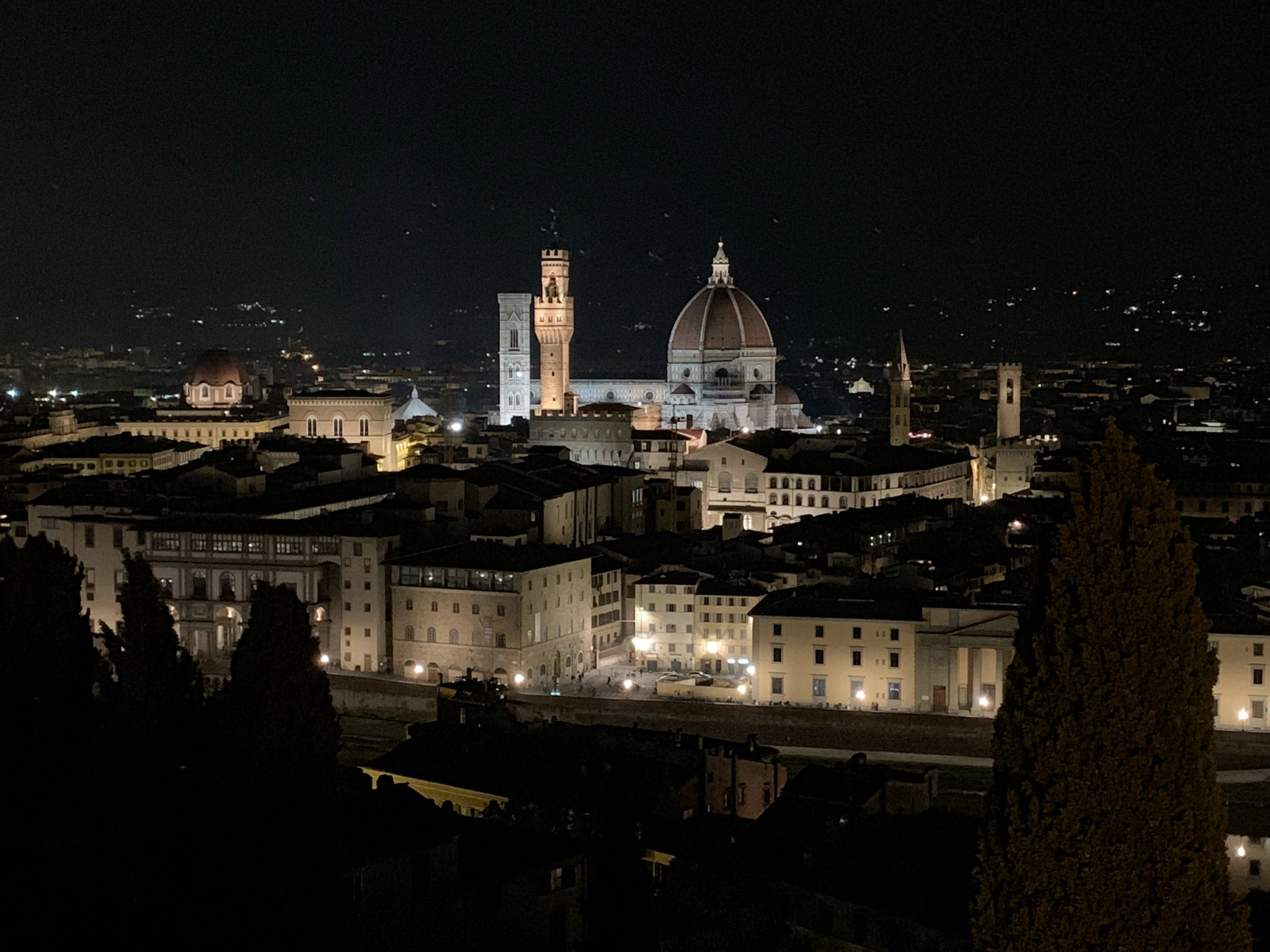 Night view of Florence from the roof of La Leggenda dei Frati