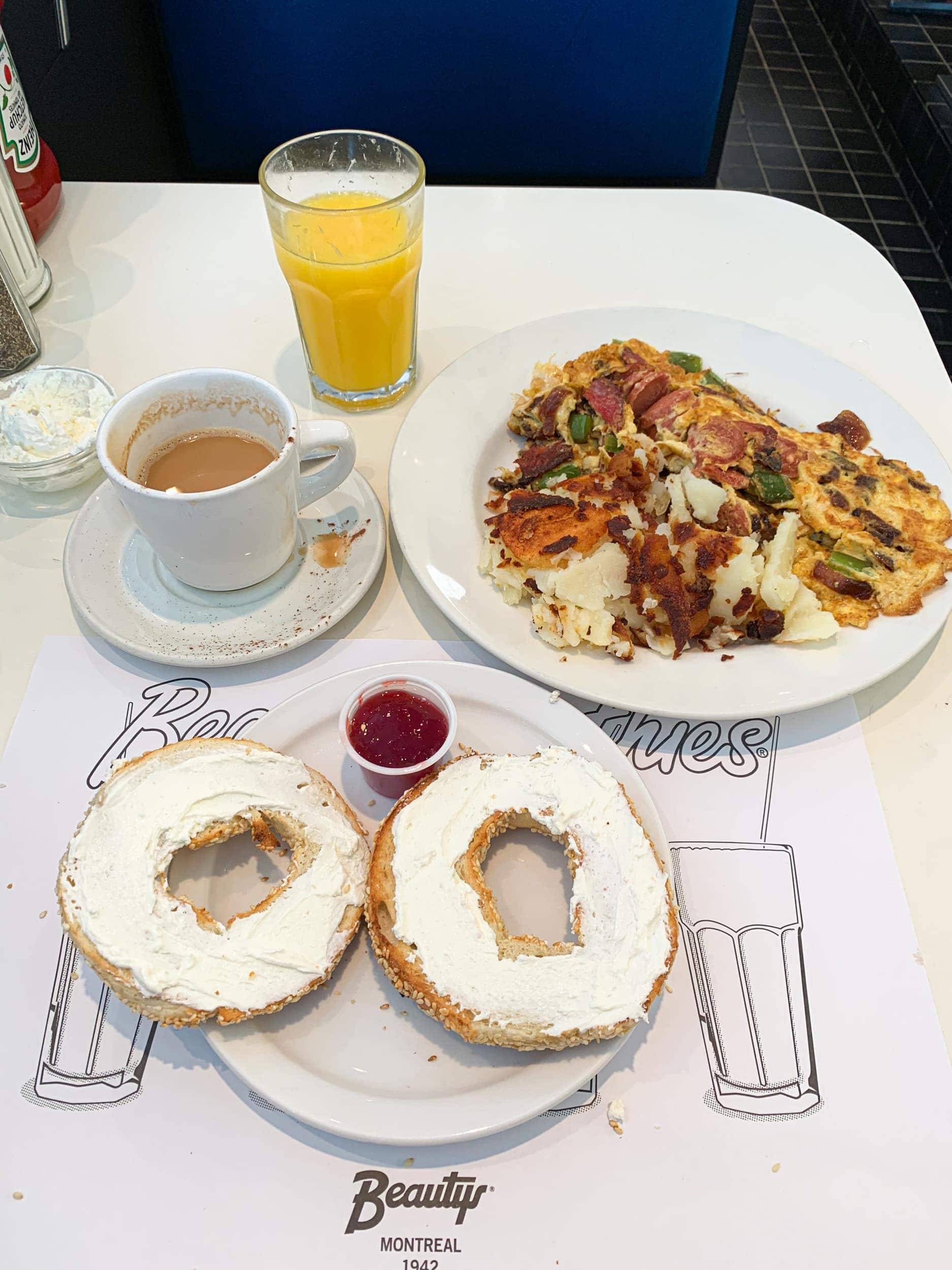 Breakfast at Beauty's diner includes a Montreal bagel and the signature "Mish Mash"