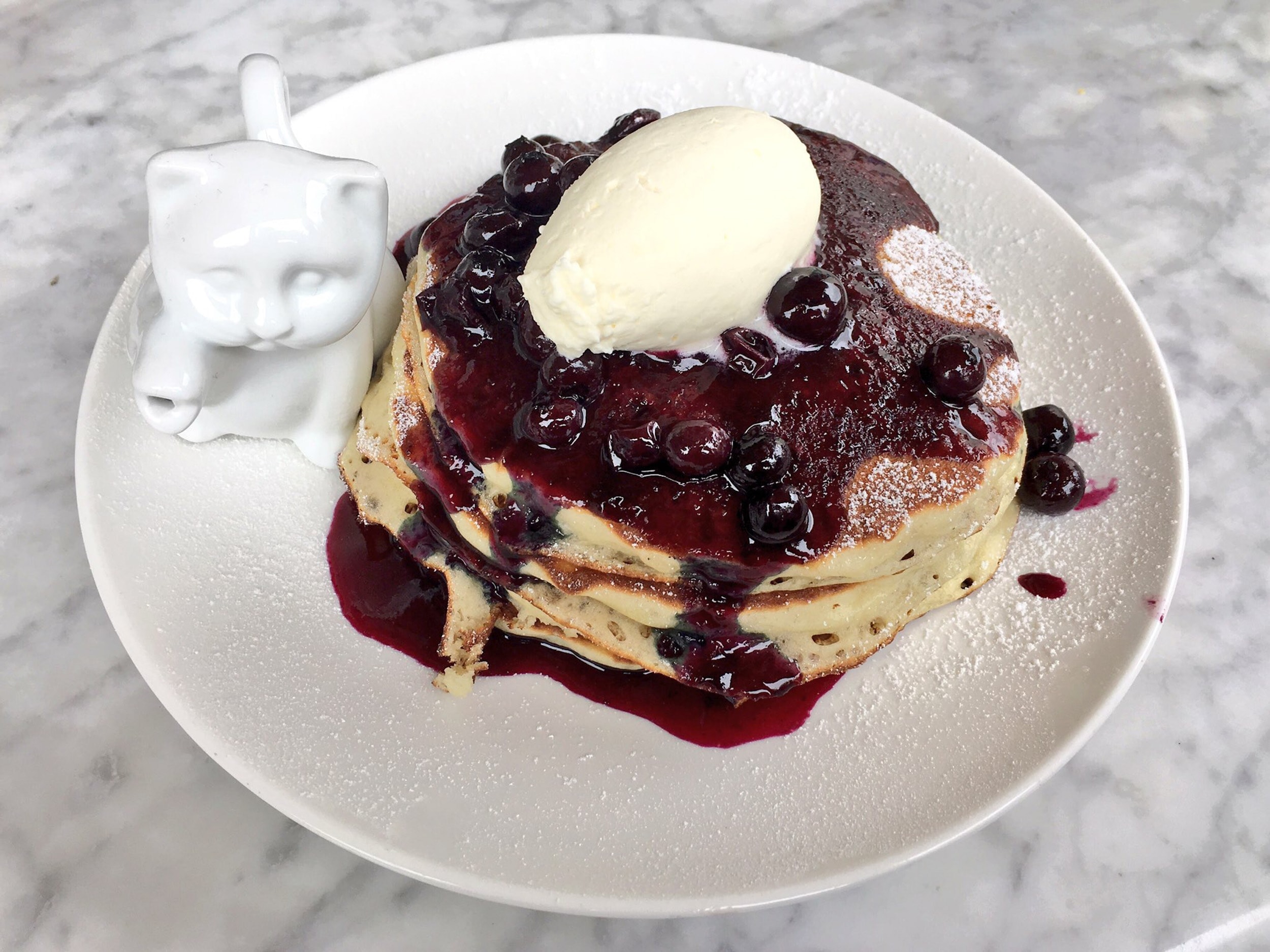 Blueberry pancakes at Launderette in Austin, Texas