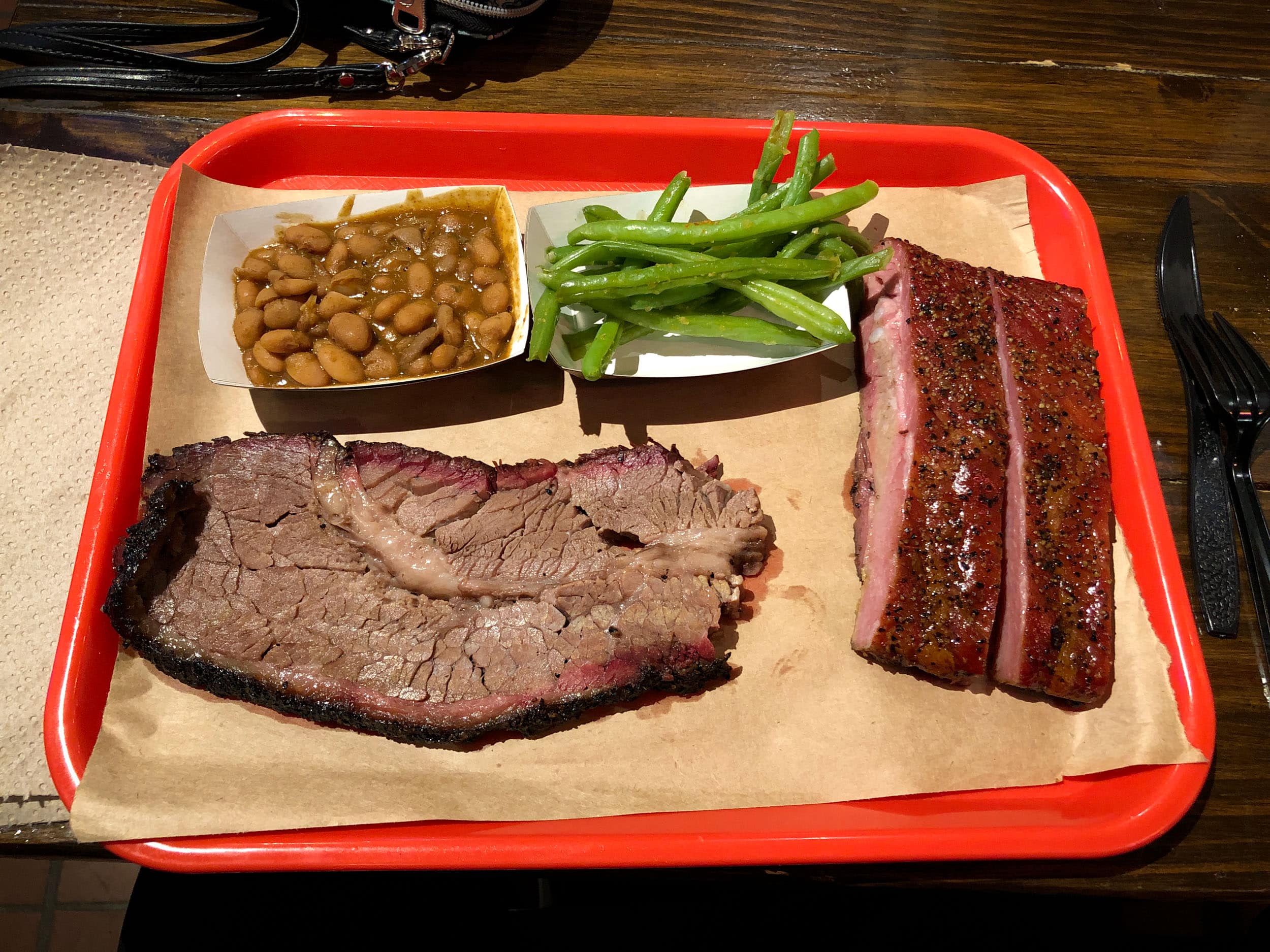 Brisket and ribs at Terry Black's BBQ