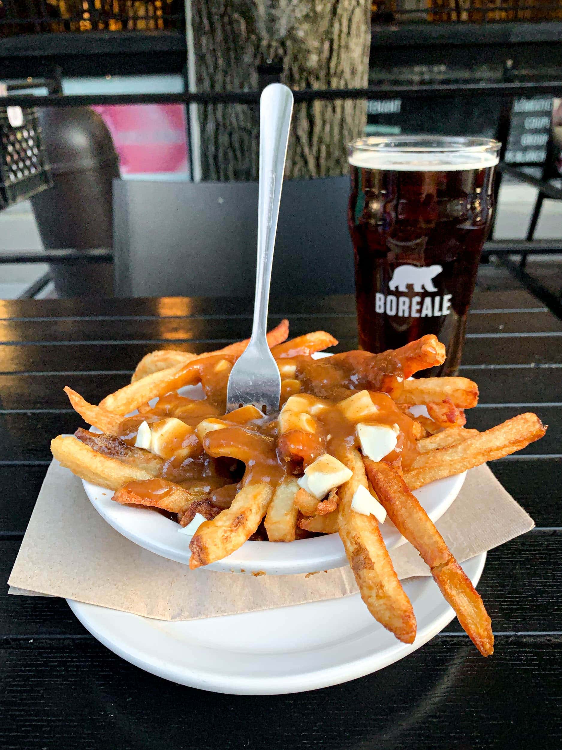 Poutine and beer in Montreal