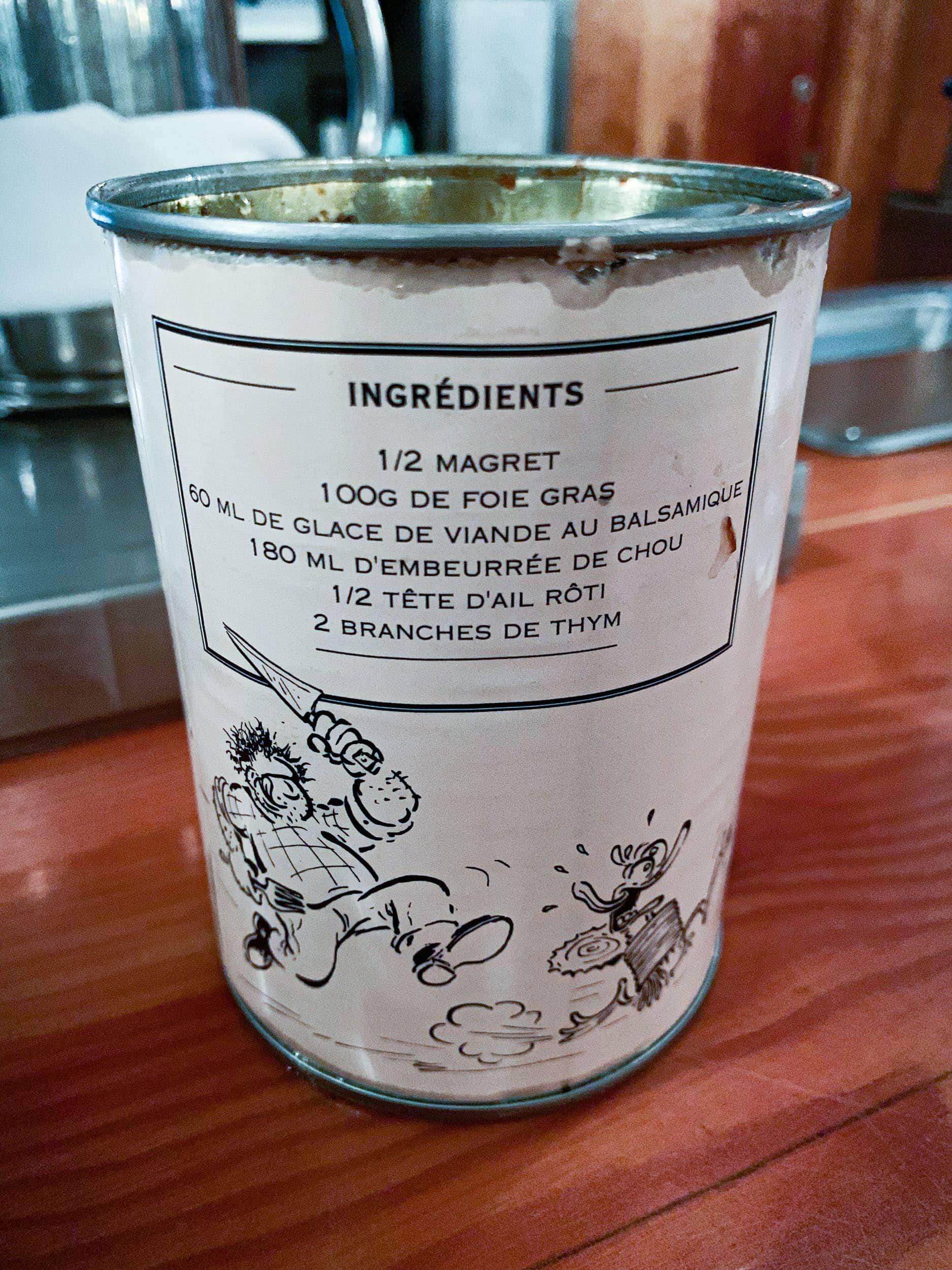 List of ingredients