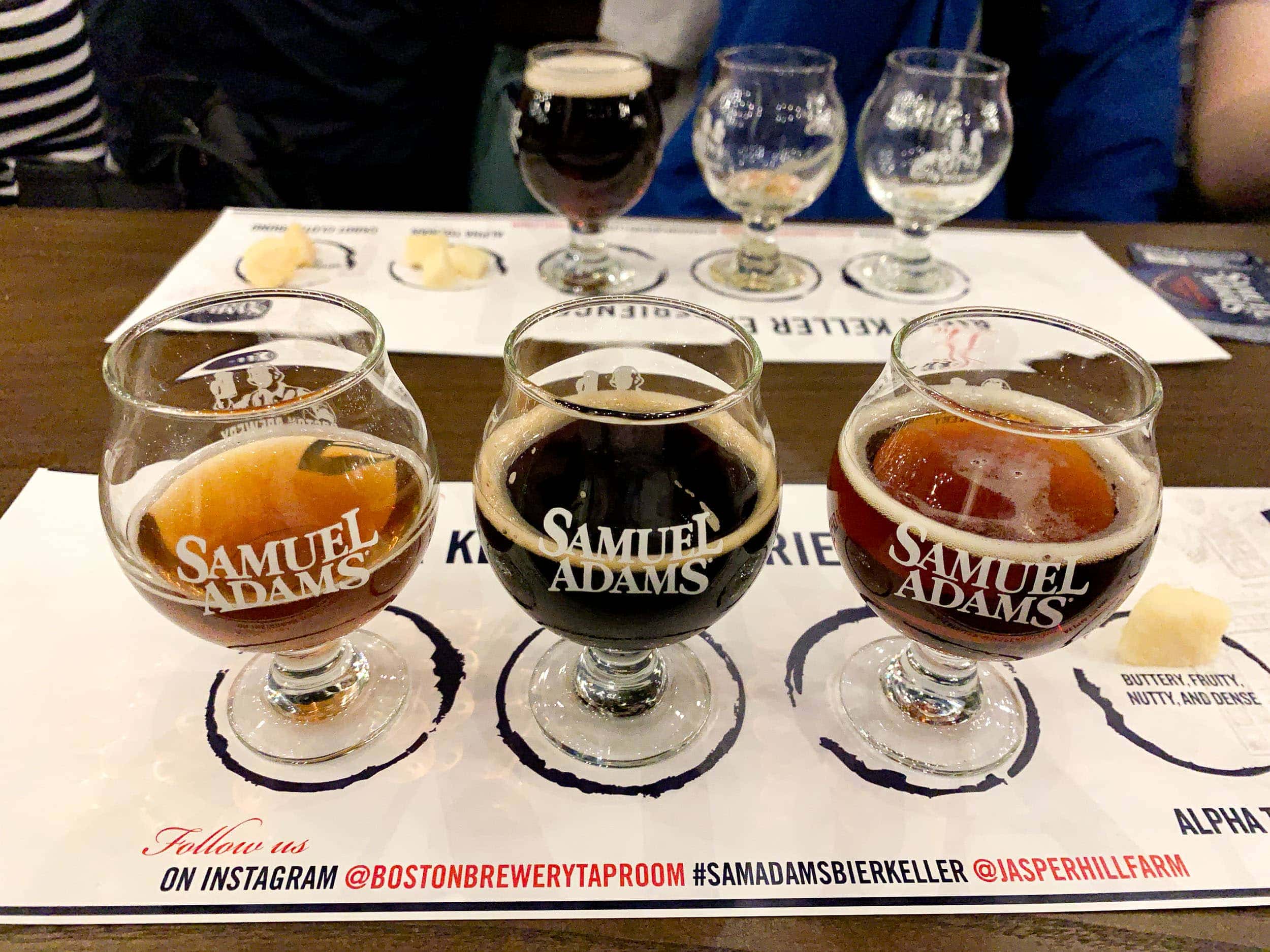 Beer tasting at Samuel Adams brewery is a fun experience for Boston foodies.