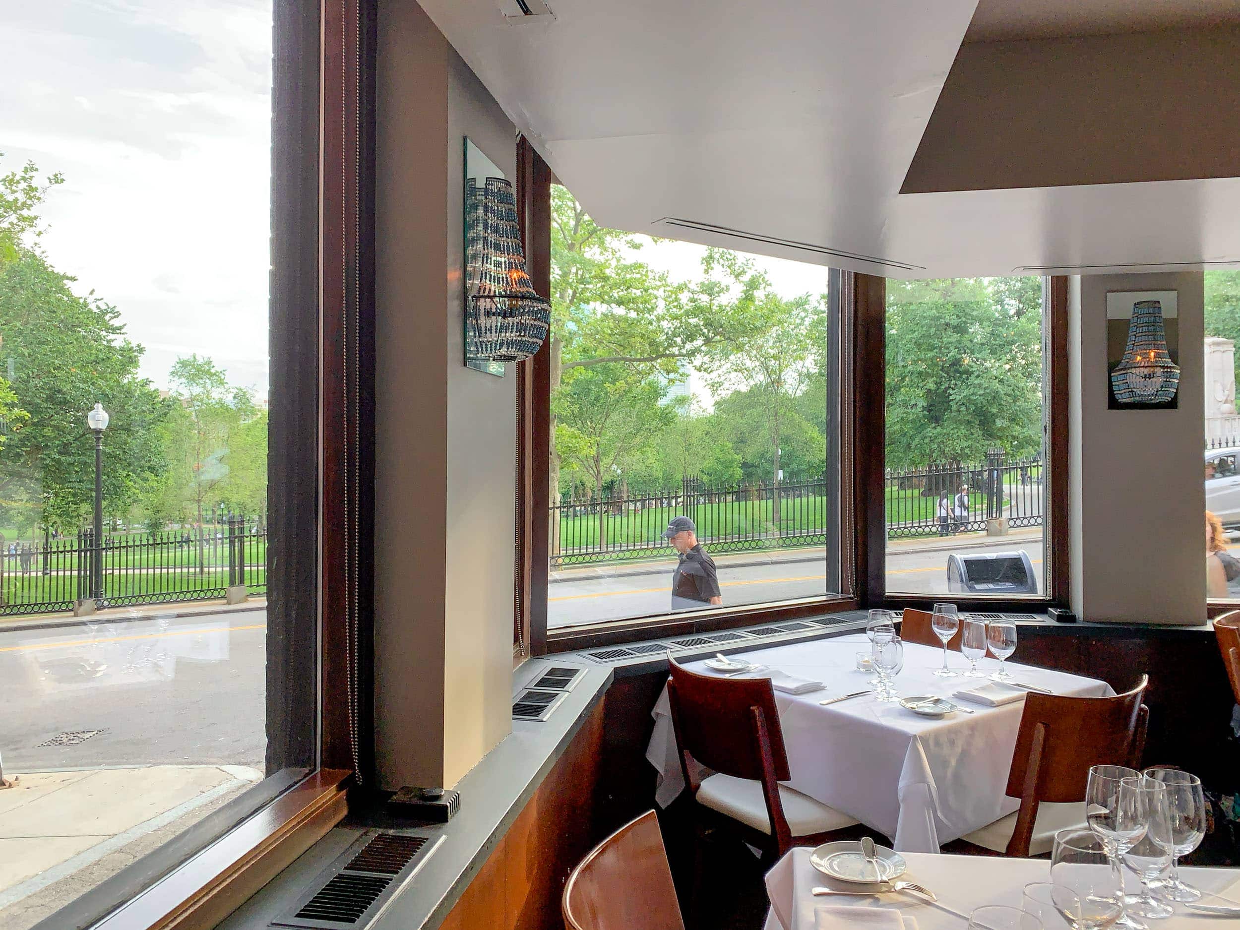 View of Boston Common at No. 9 Park restaurant