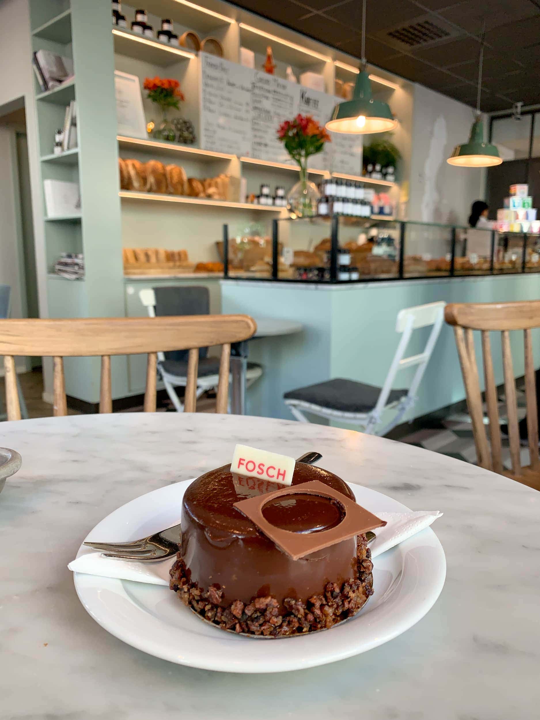 Chocolate cake at Fosch Artisan Patisserie, a fabulous place to eat dessert in Stockholm.