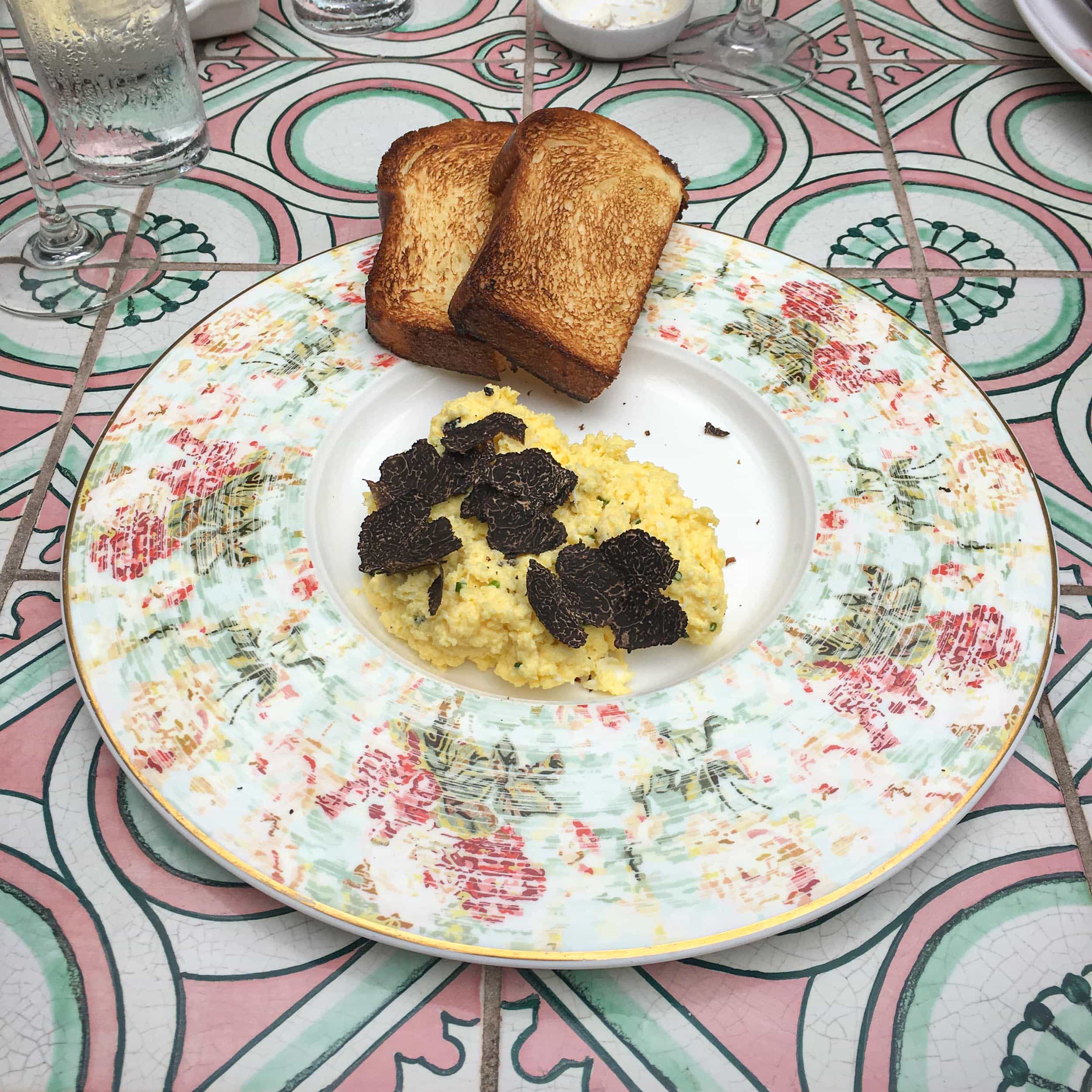 Black truffle scrambled eggs at Brennan's, one of the best brunch restaurants in New Orleans