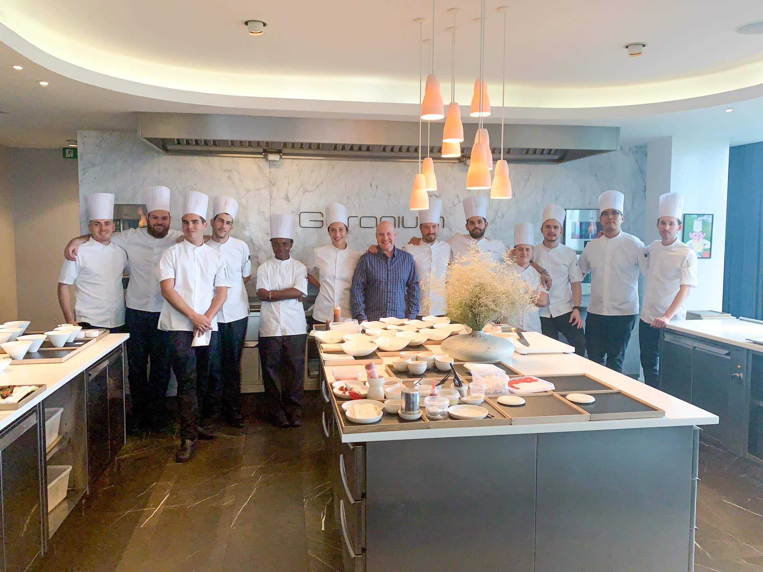 Dave with chefs at Geranium in Copenhagen