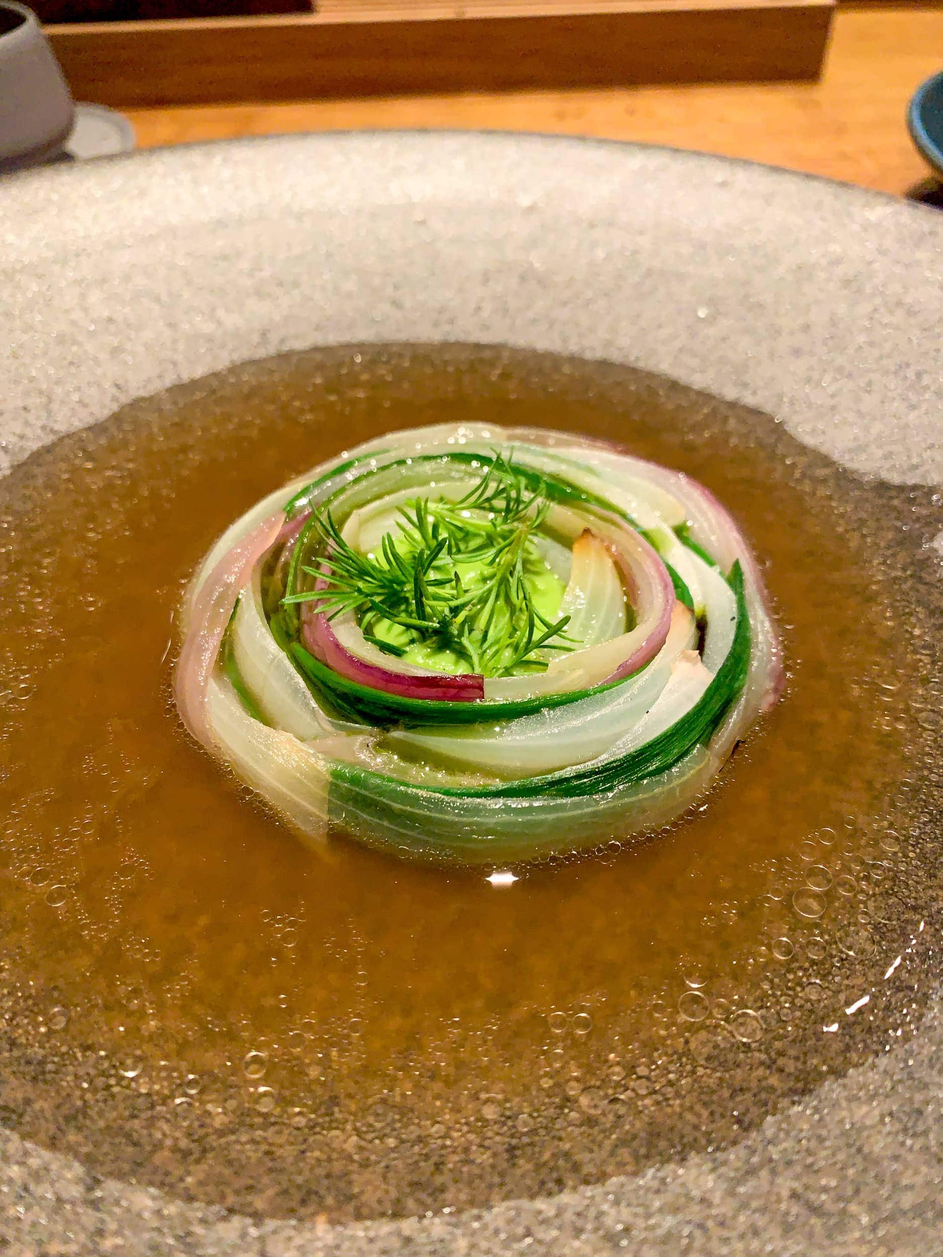 Onion in lamb broth