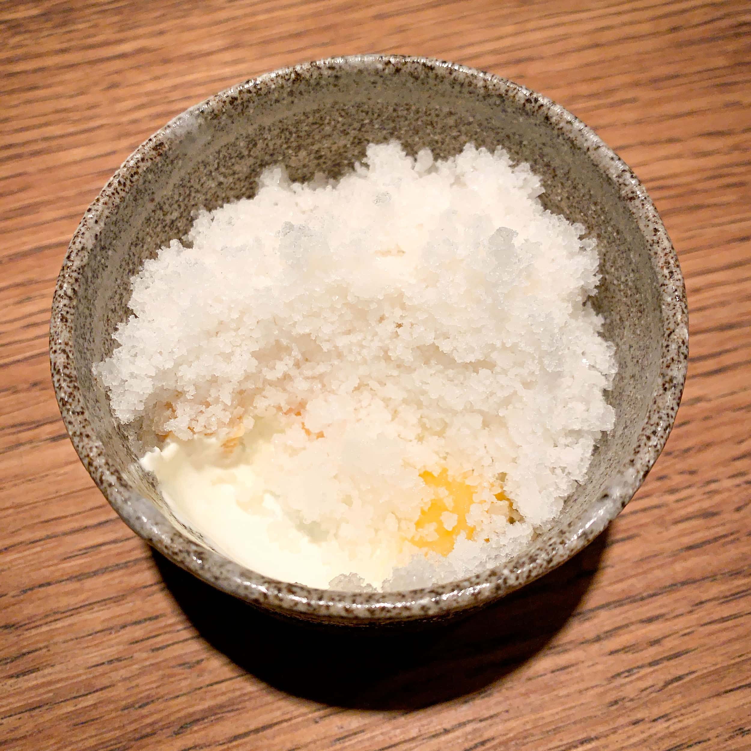 Squash with lemon verbena and pineapple granita at Relae in Copenhagen