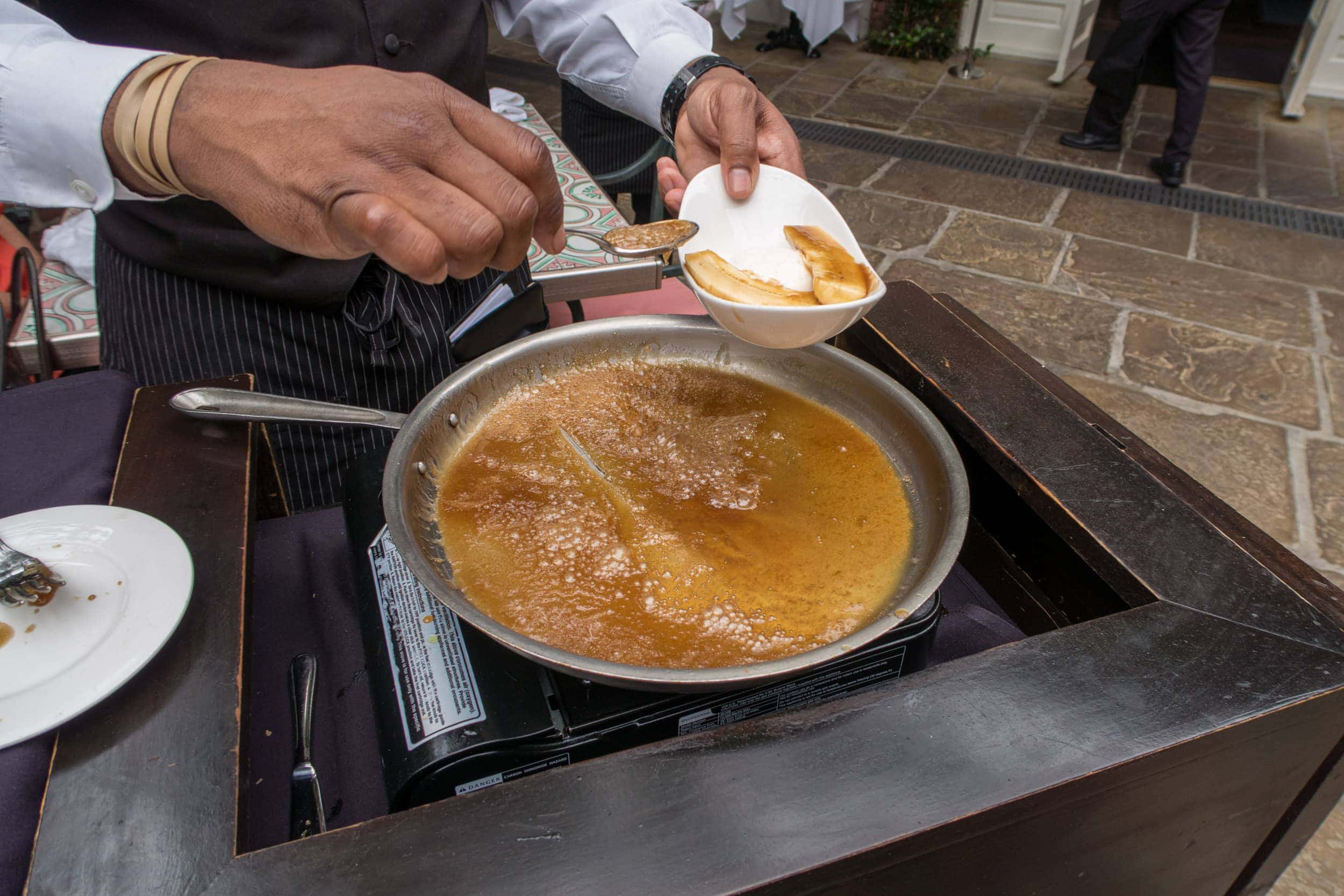 The tableside prep of Banana's Foster