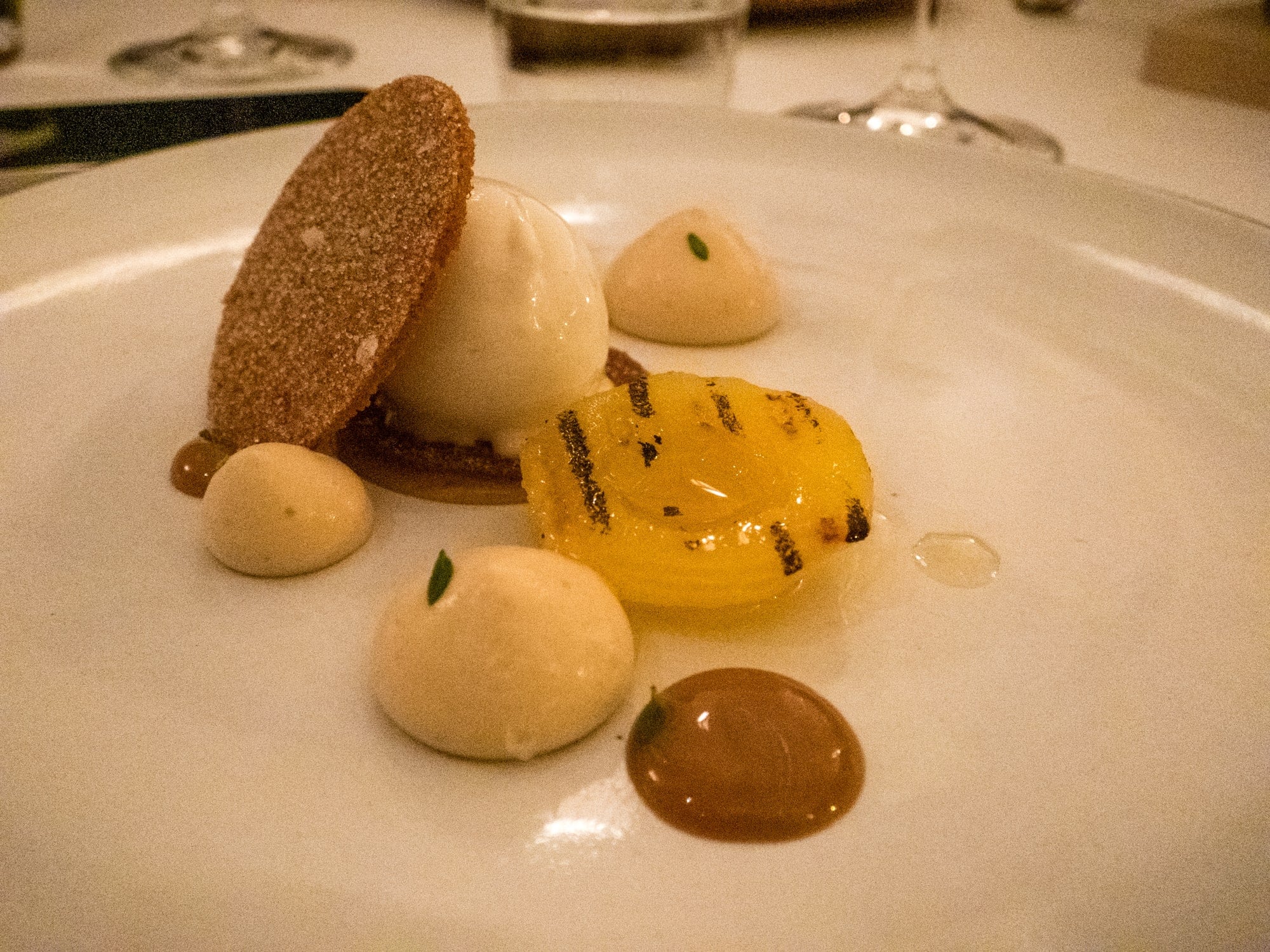 Grilled apricots with sorbet at Eleven Madison Park