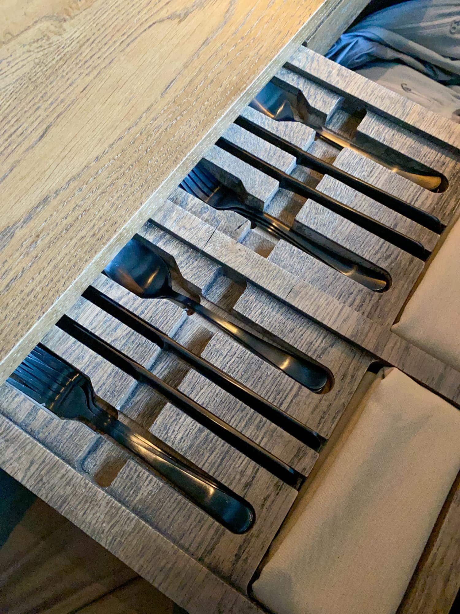 Cutlery drawer at our table