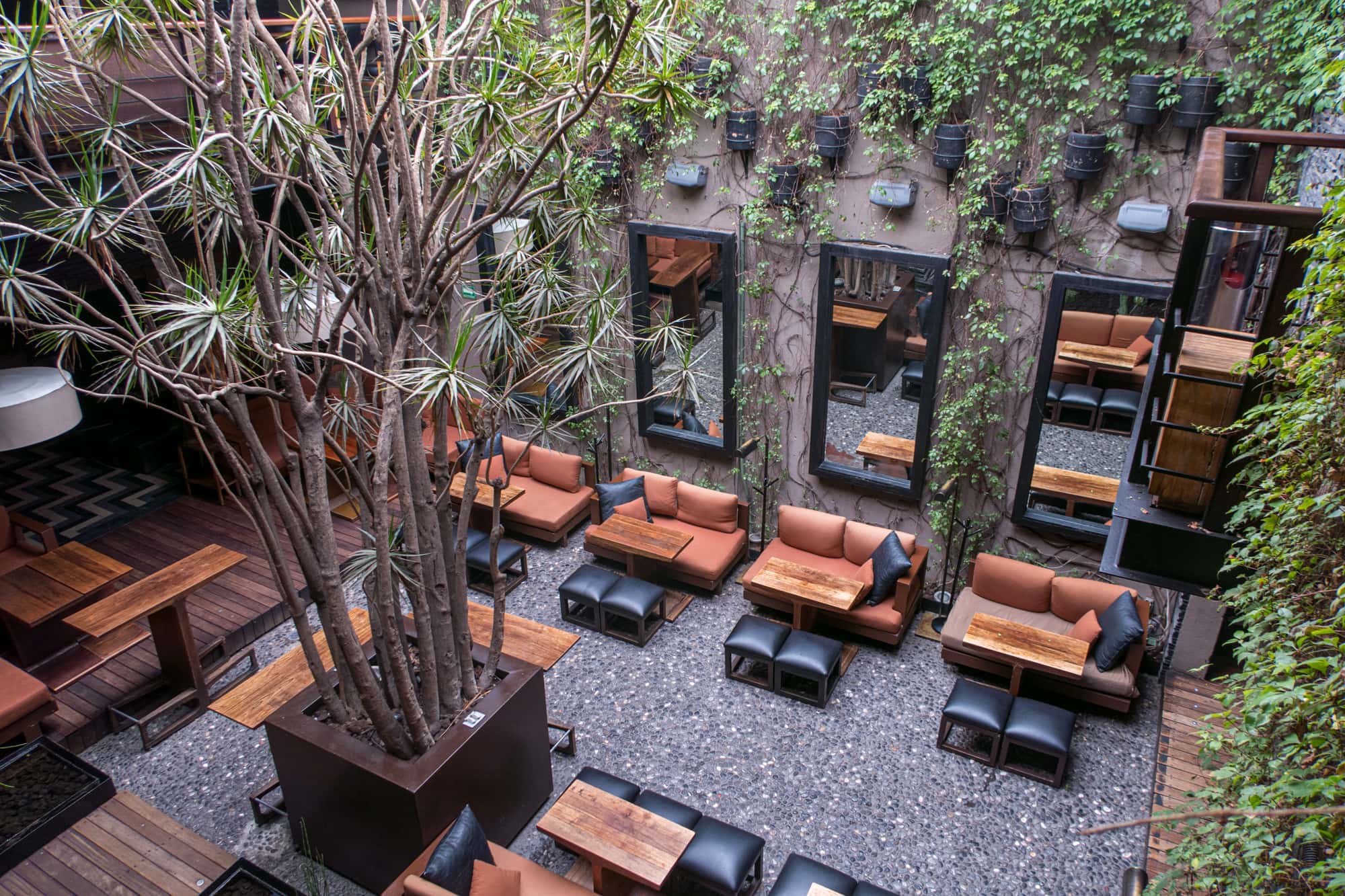 Looking down on the bar from the second floor at Sud 777