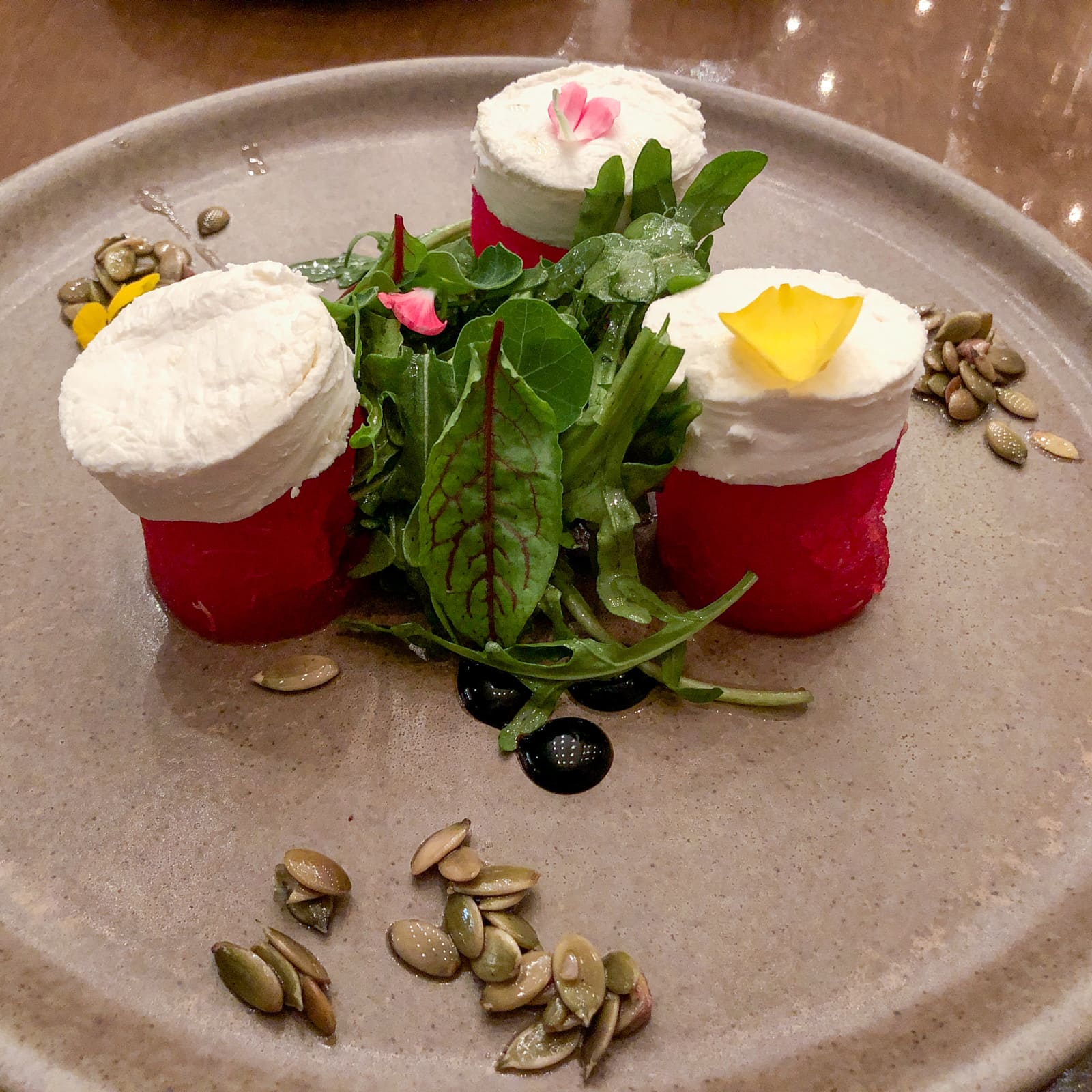 Goat cheese and watermelon salad at one of Bogota's best restaurants, Criterion