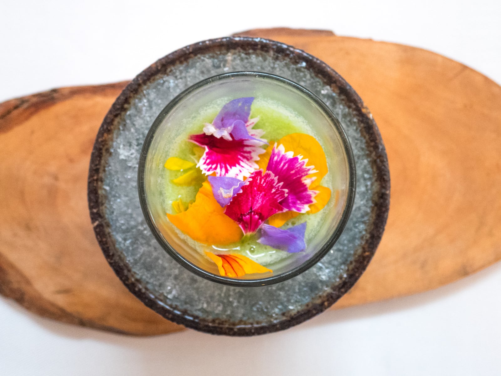 Cactus milk and retama petals at Central Restaurante