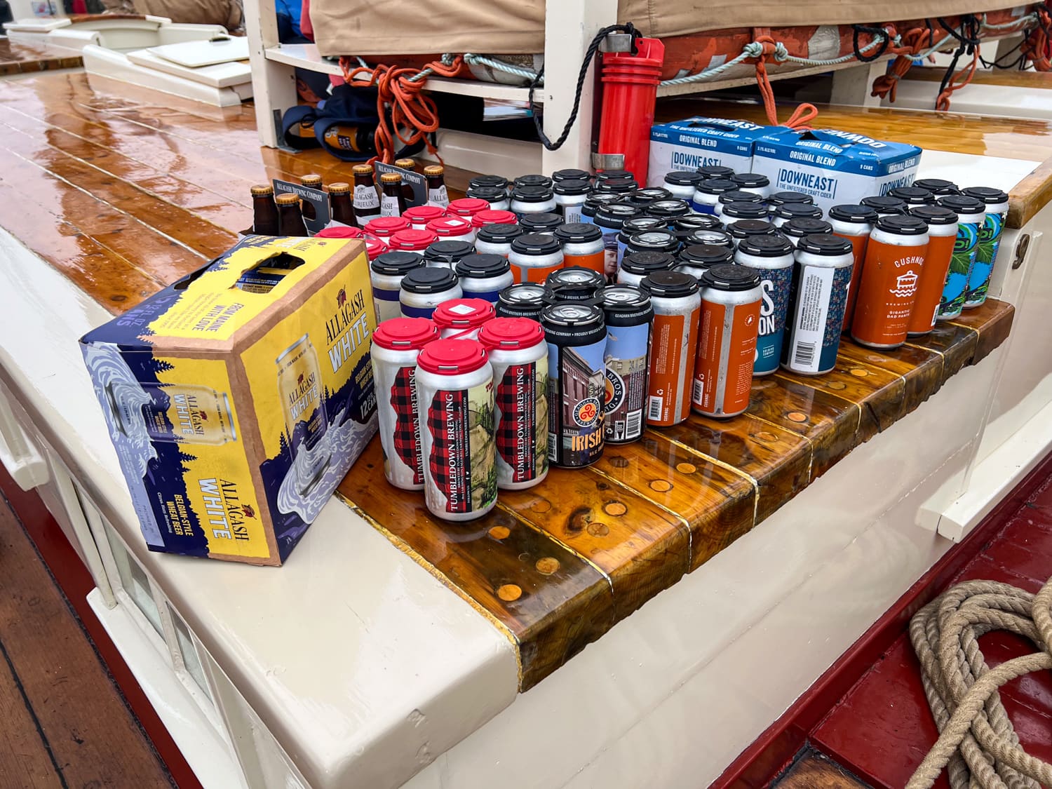 Maine craft beer aboard the Schooner J & E Riggin, which offers windjammer cruises in Maine