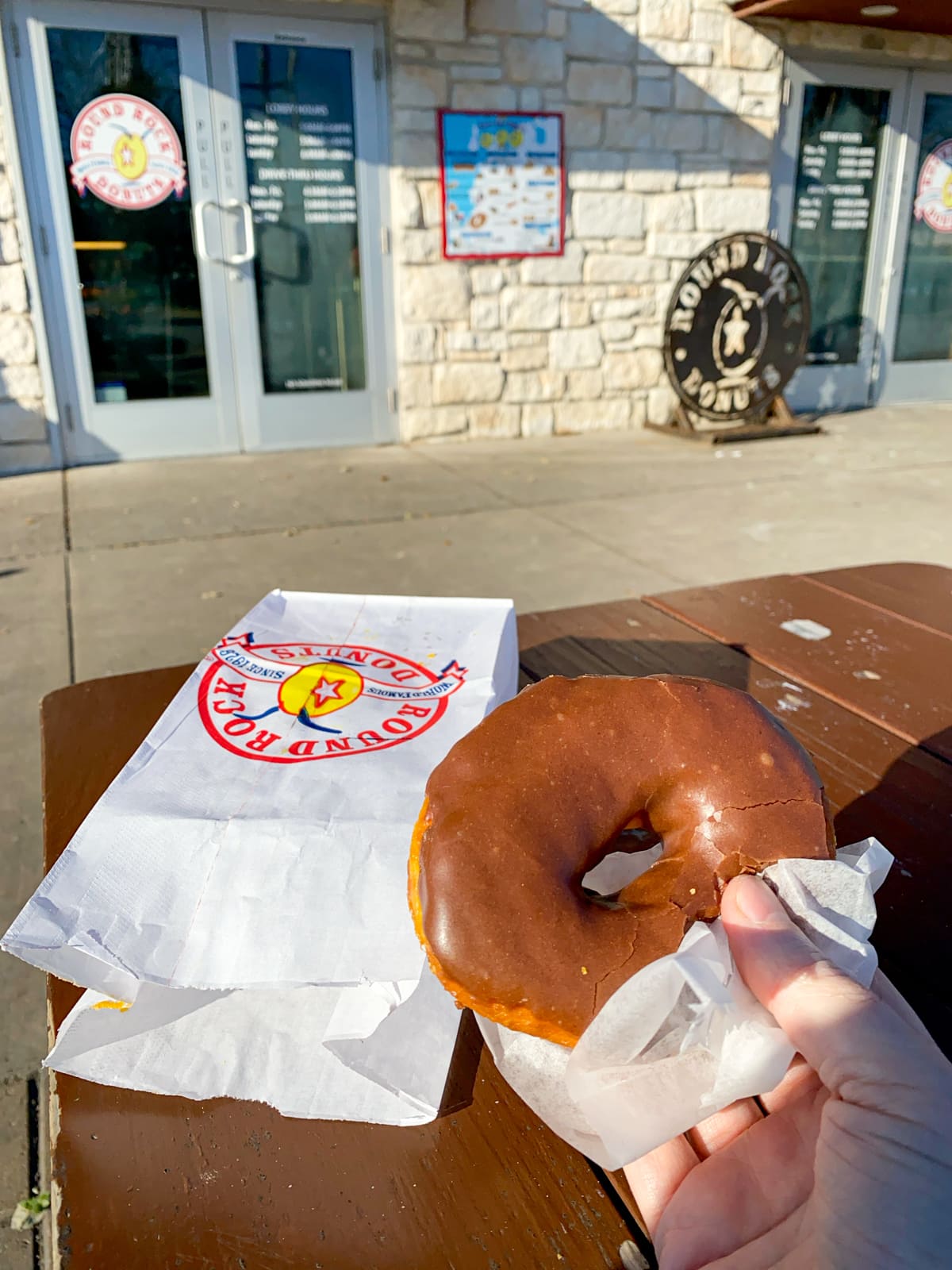 Chocolate donut at Round Rock Donuts