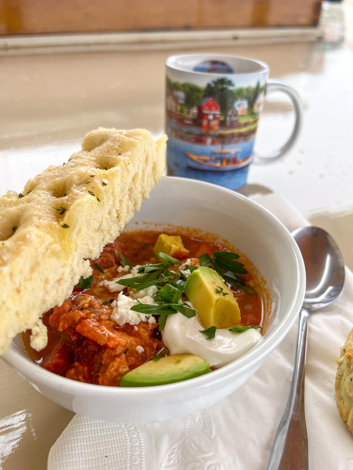 Shakshuka with rosemary focaccia