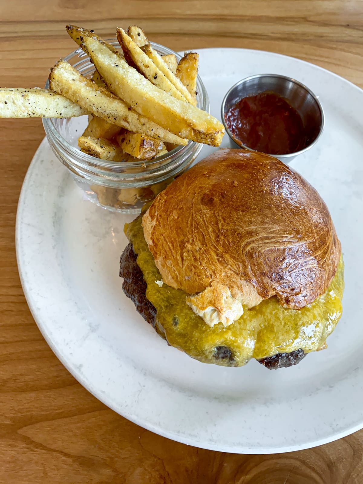 Butcher's burger and beef fat fries at Salt & Time