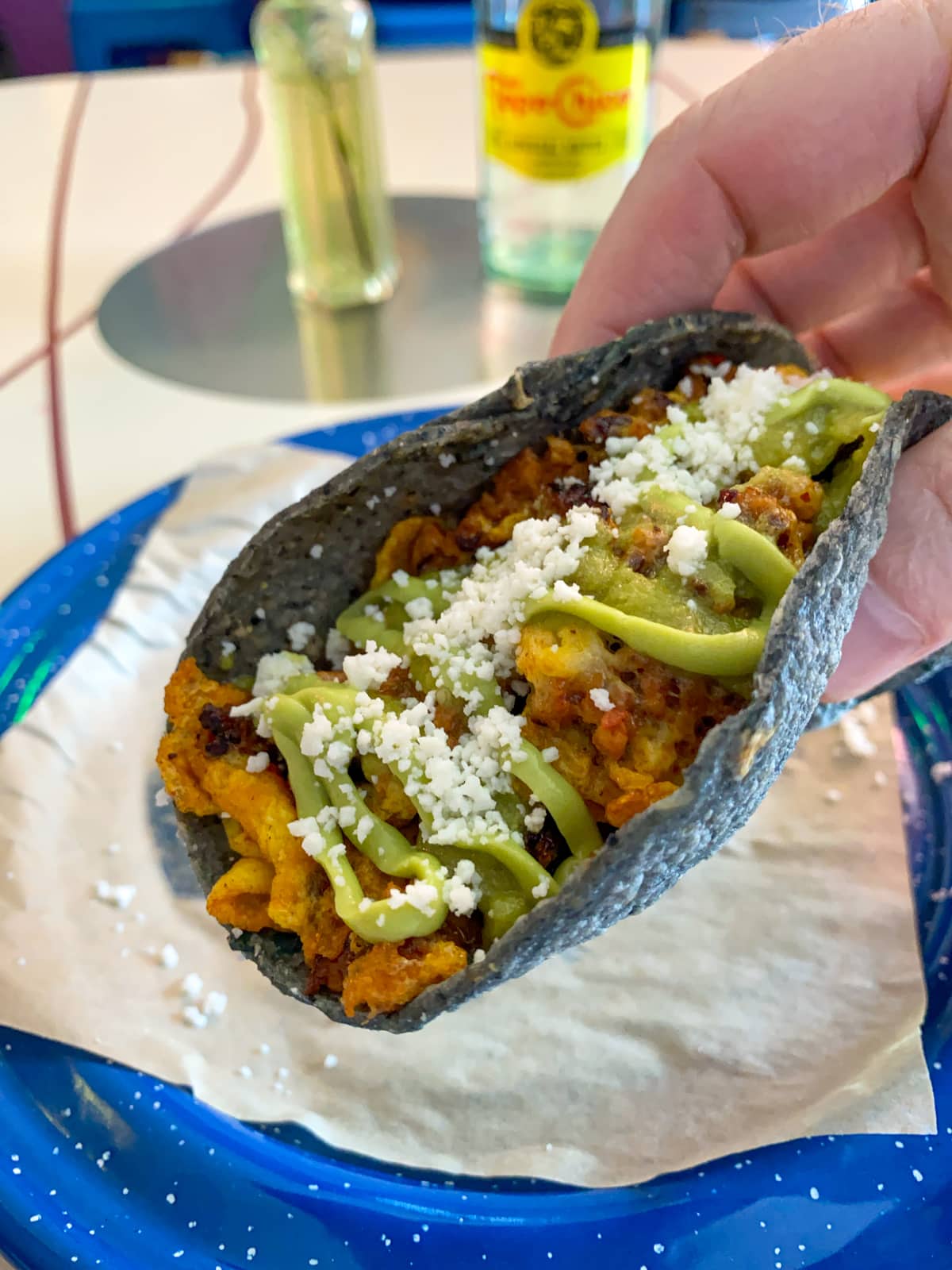 Chorizo breakfast taco at Nixta Taqueria