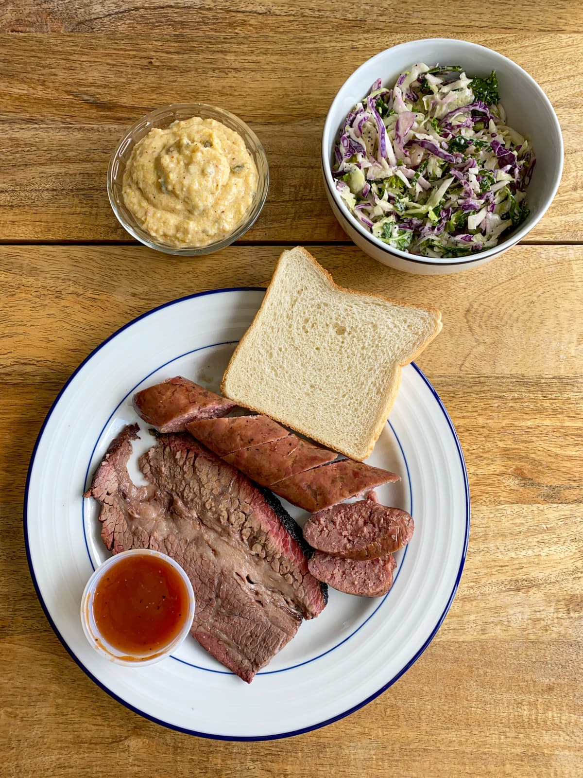 Brisket, sausage, and jalapeño cheese grits from Micklethwait BBQ