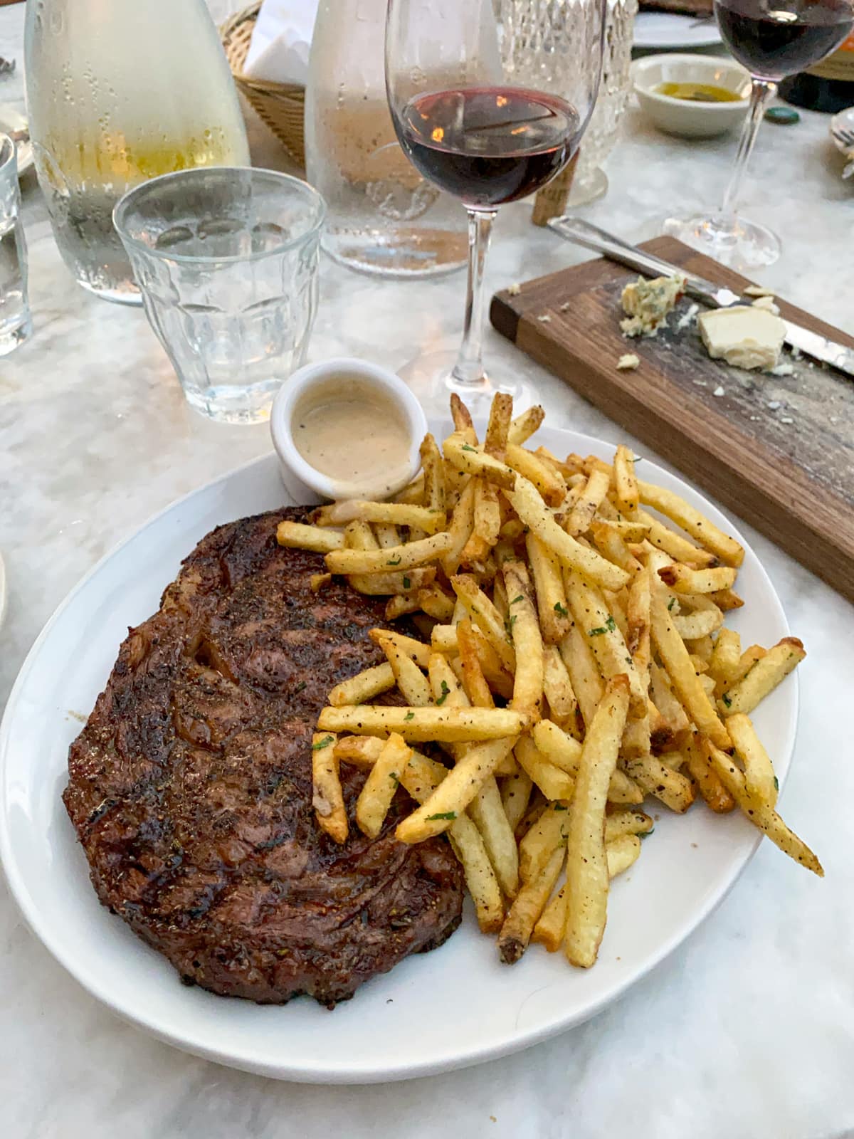 Birthday steak frites at Justine's Brasserie