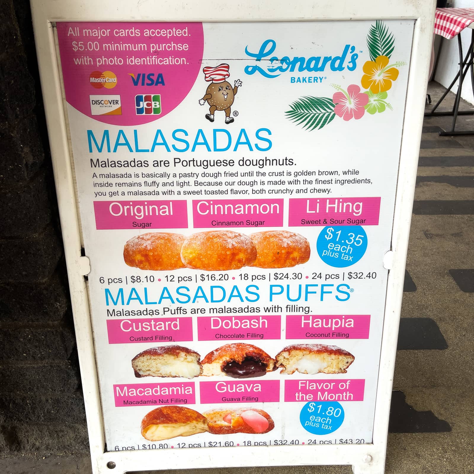 The malasada menu at Leonard's