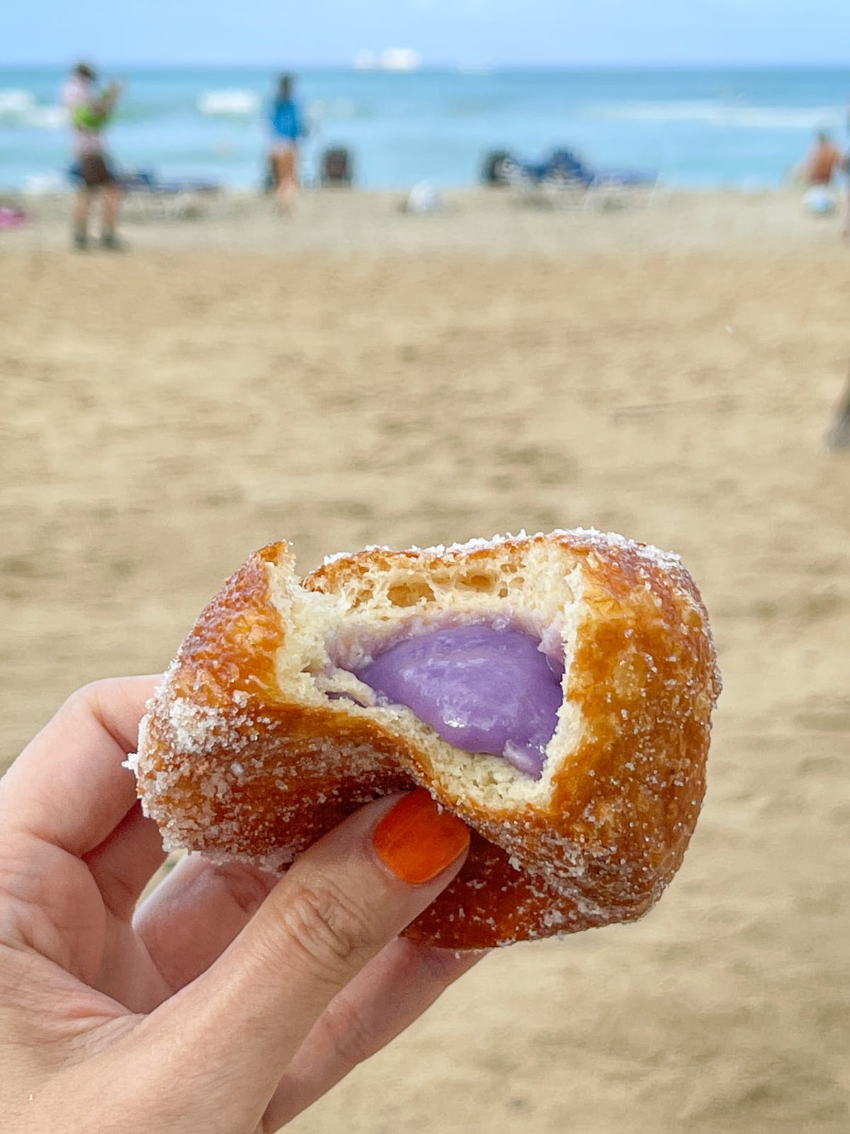 Yam Hawaiian doughnut on Waikiki Beach