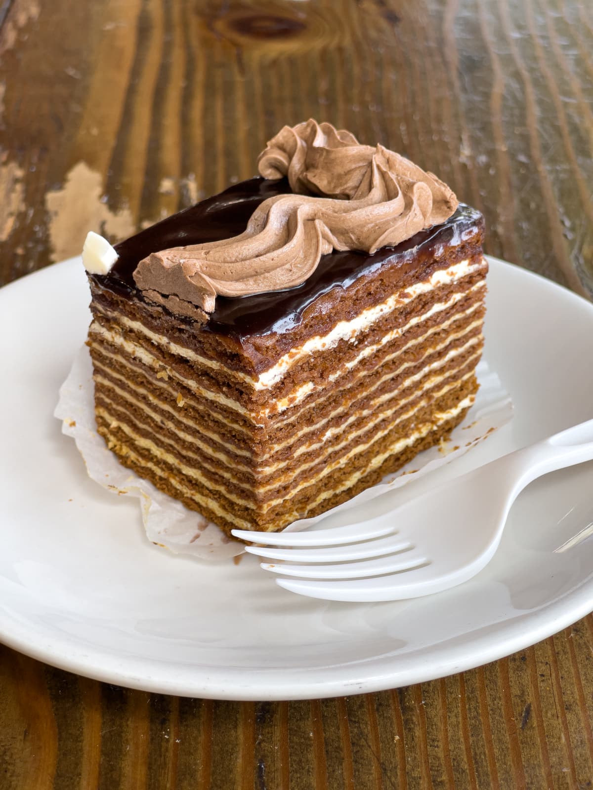 Sour cream cake with honey sponge at Cinderella, one of the best bakeries in San Francisco