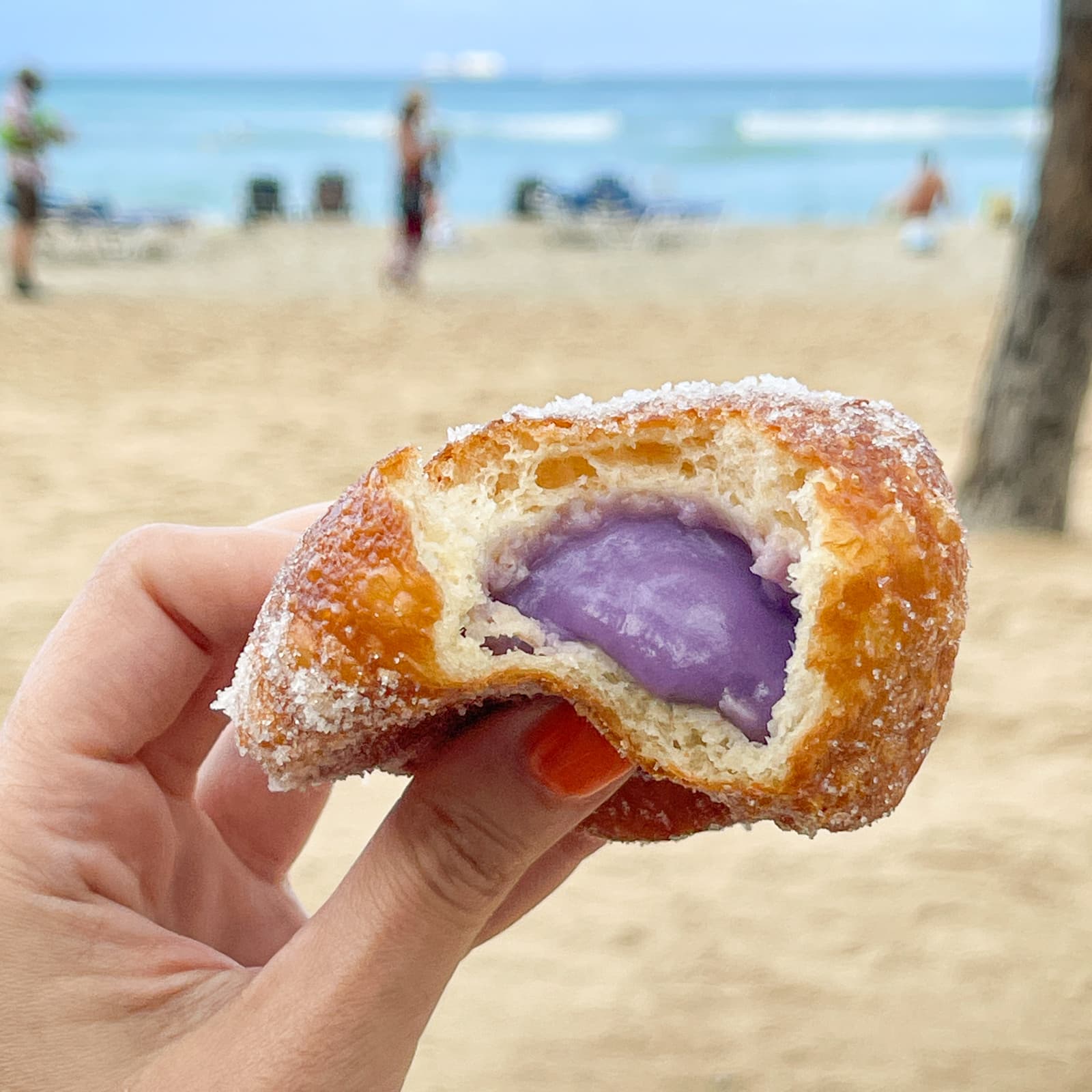 Hawaiian doughnut (yam malasada) from Leonard's Bakery