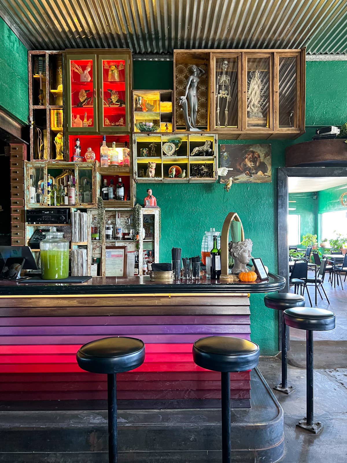 Colorful bar at the Water Stop