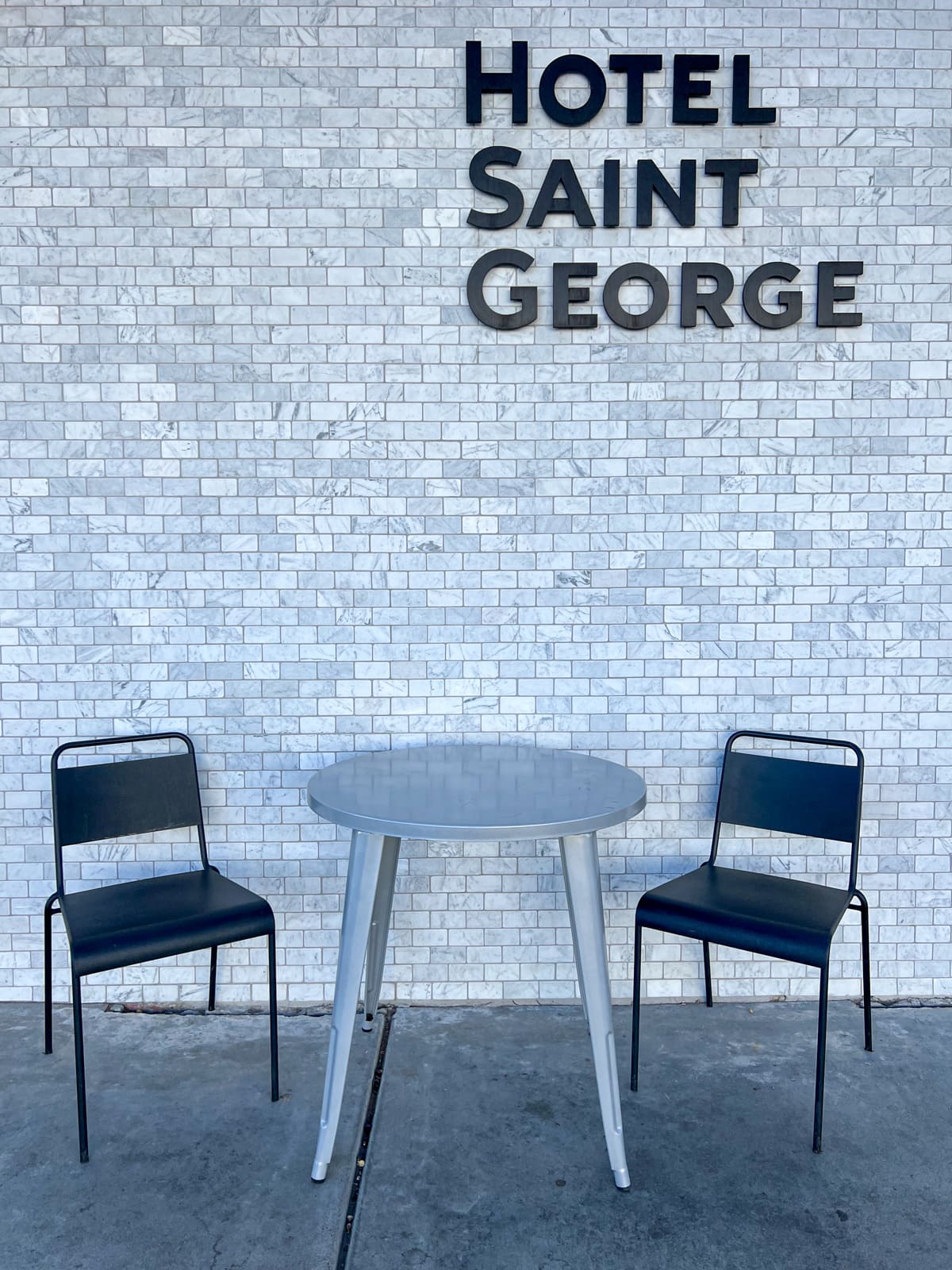 Outside the Hotel Saint George, Marfa's newest luxury hotel.