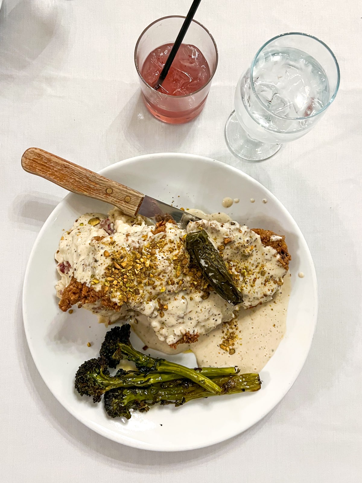 Pistachio chicken fried steak with jalapeño gravy