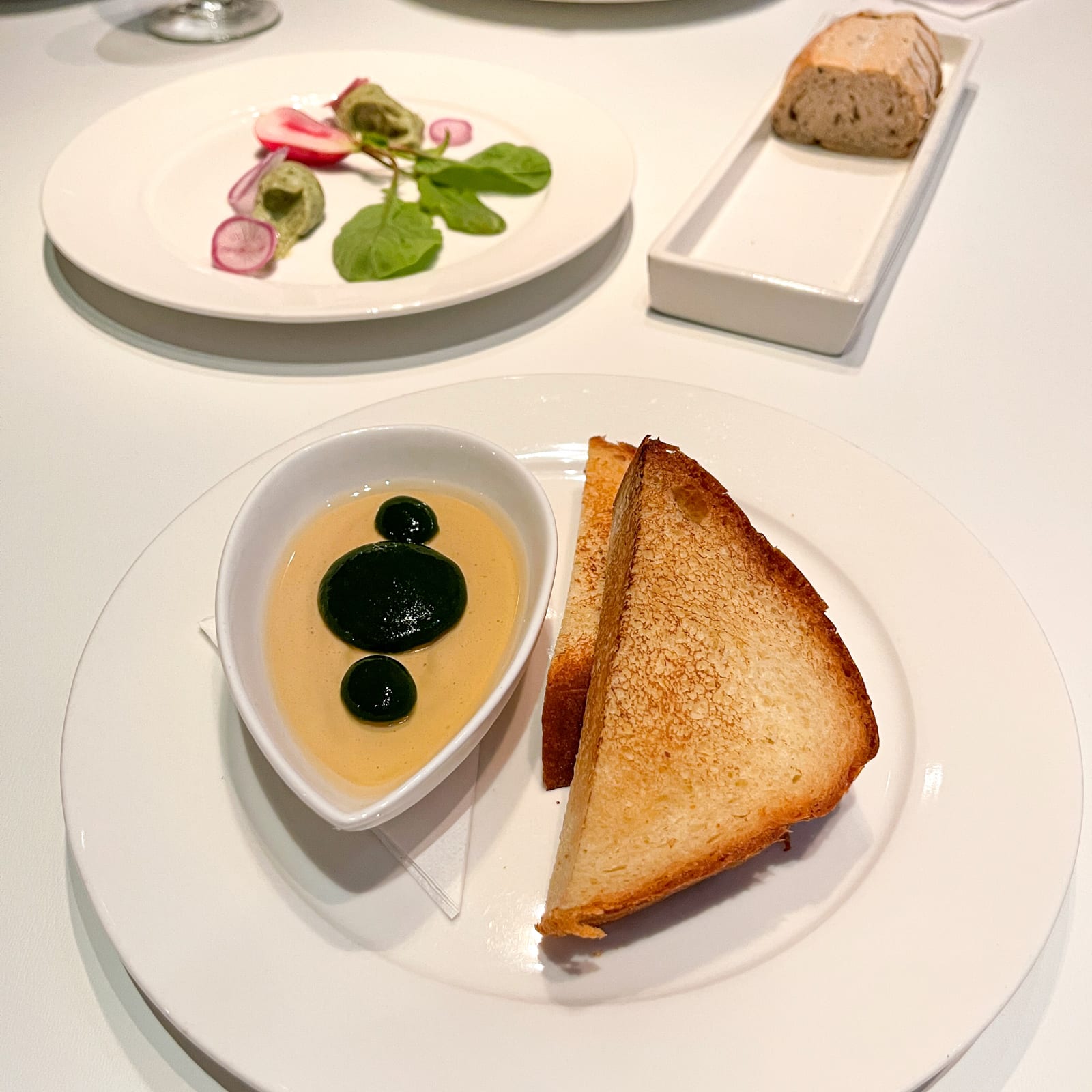 Foie gras mousse with sweet bread at M by Jeremy Shigekane in Honolulu, HI, was one of my favorite dishes in 2021.