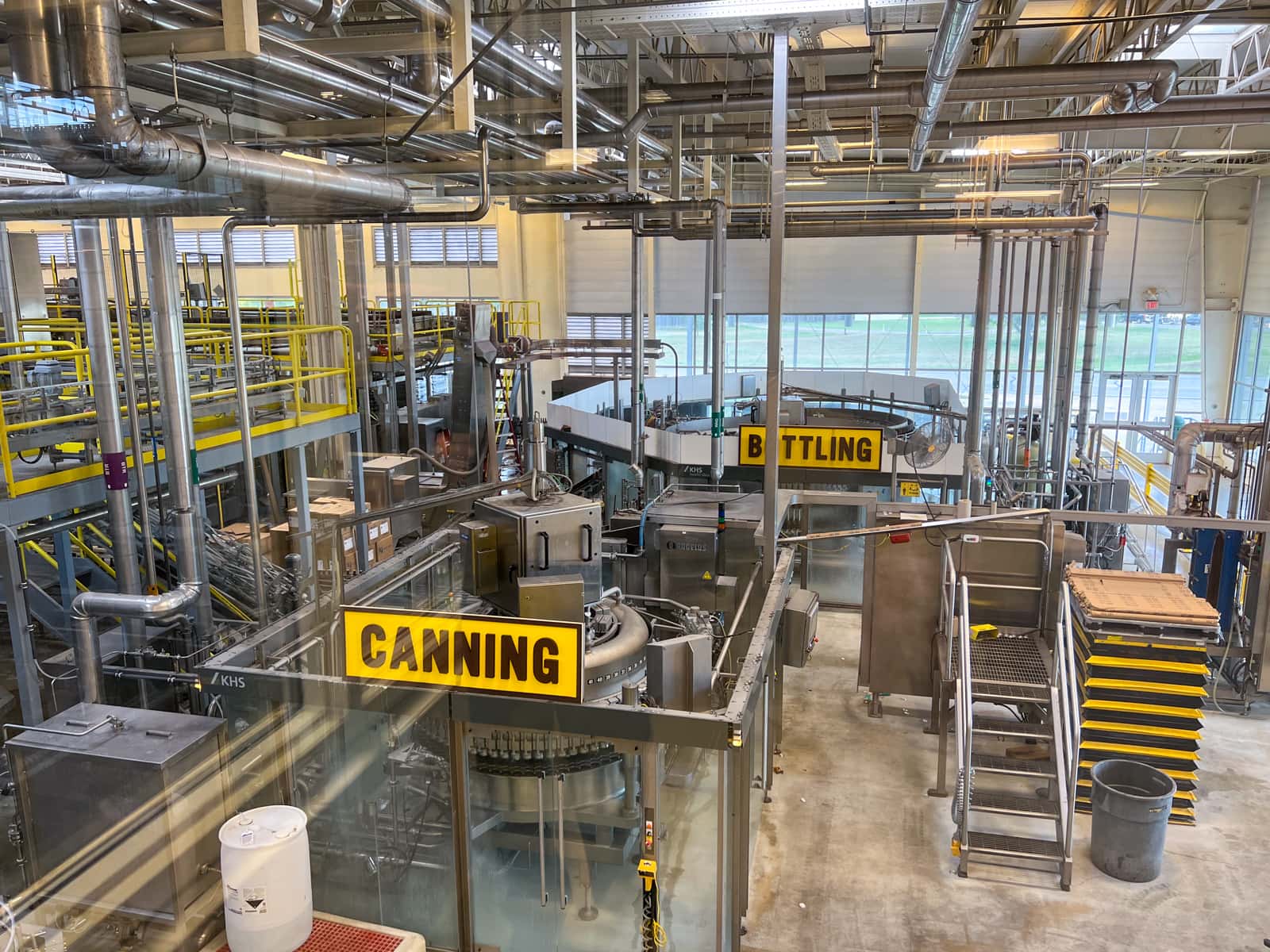 Assembly line as seen during a Shiner brewery tour 