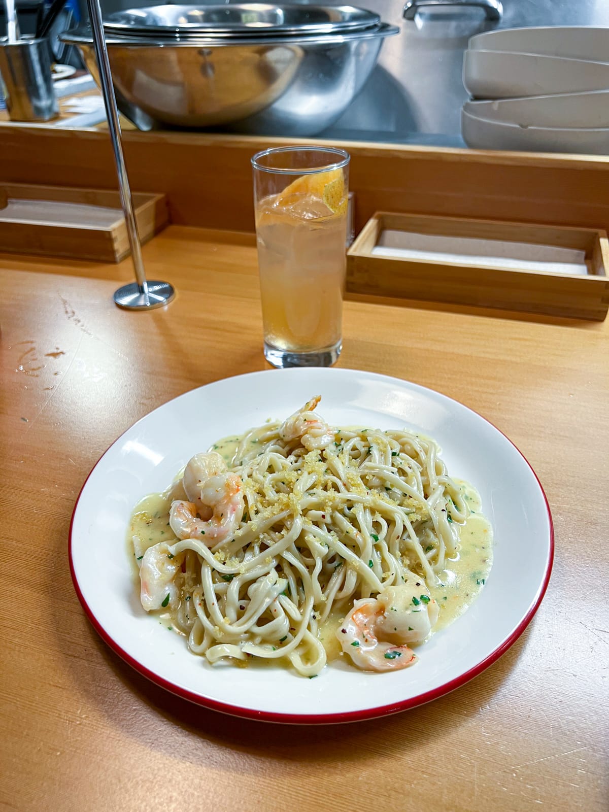 Shrimp scampi at Birdie's