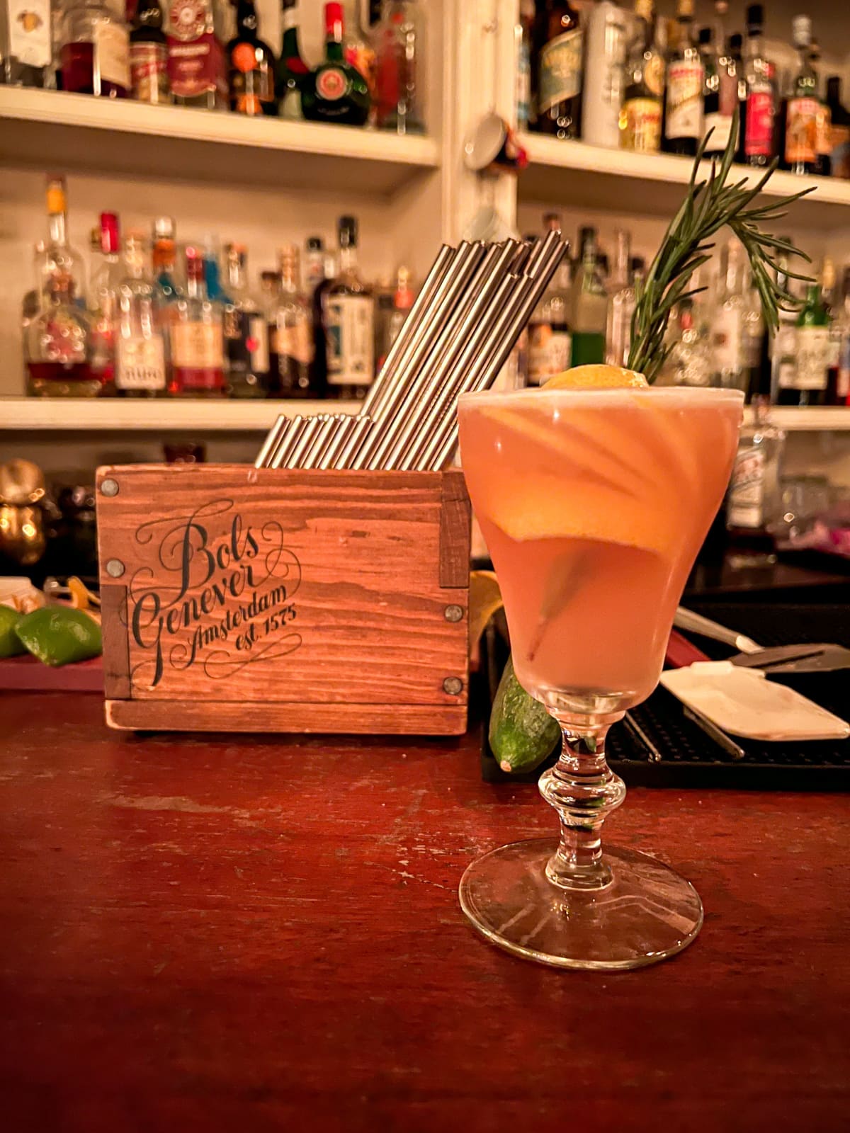 Cocktail at Needle and Thread, a speakeasy in Seattle