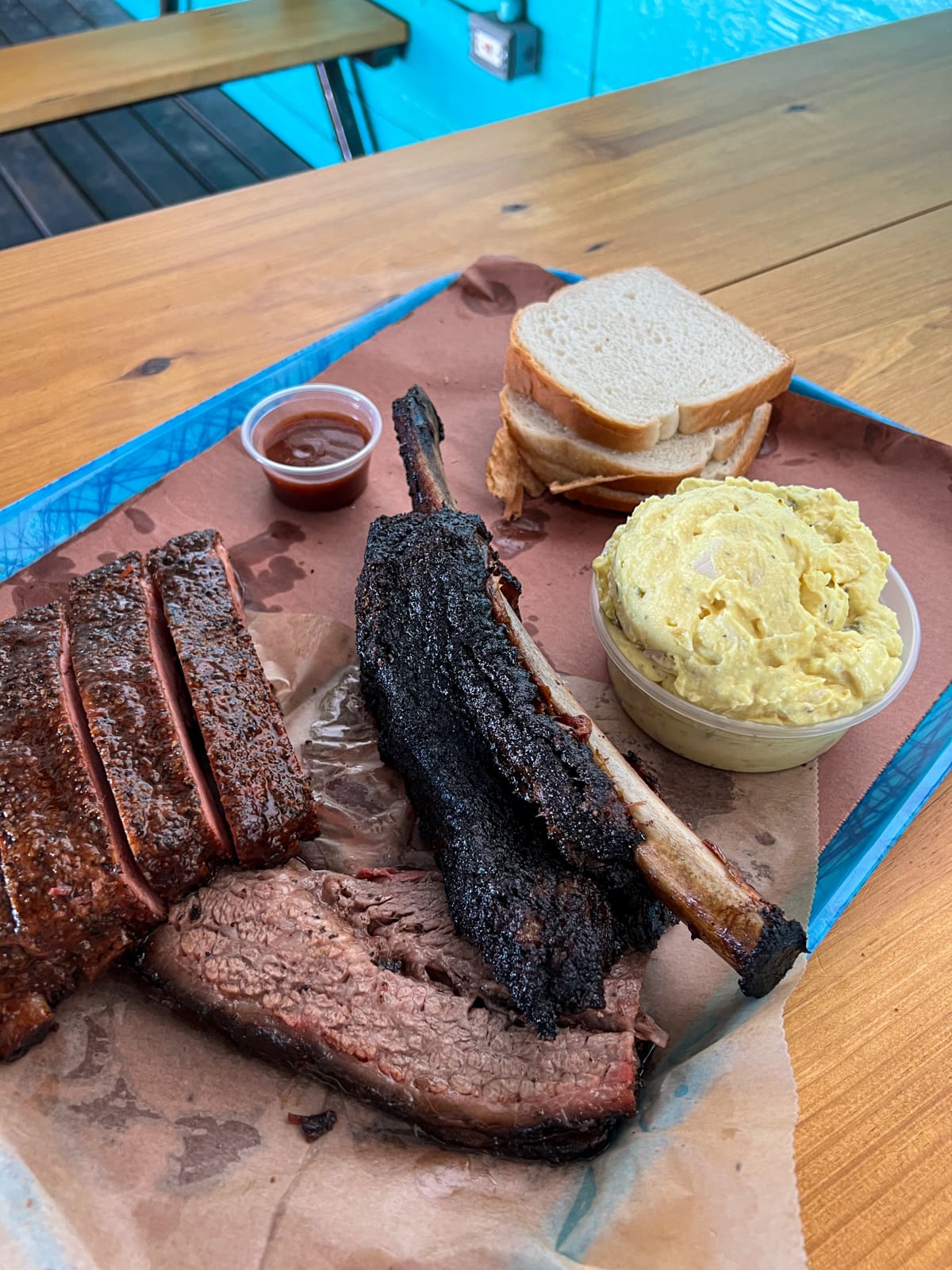 Franklin bbq brisket, beef rib, and pork ribs