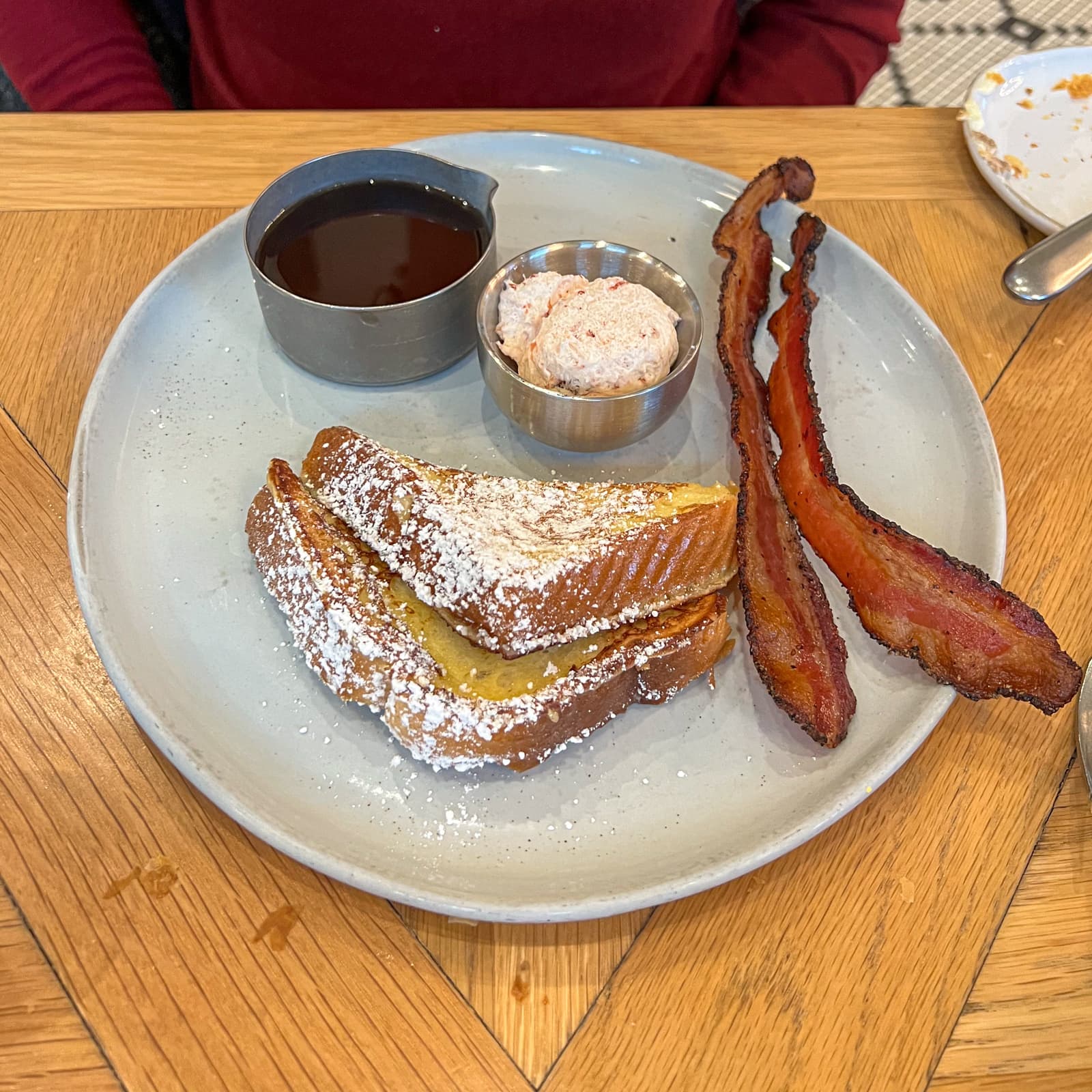 French toast with maple syrup and bacon