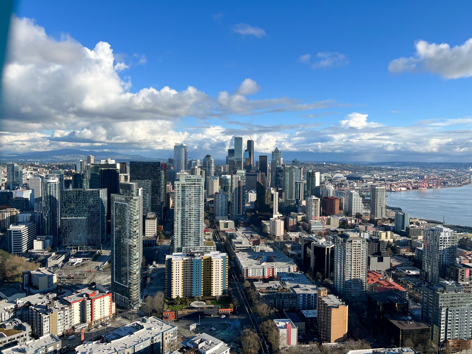 View of downtown Seattle from the Space Needle's outdoor observation deck