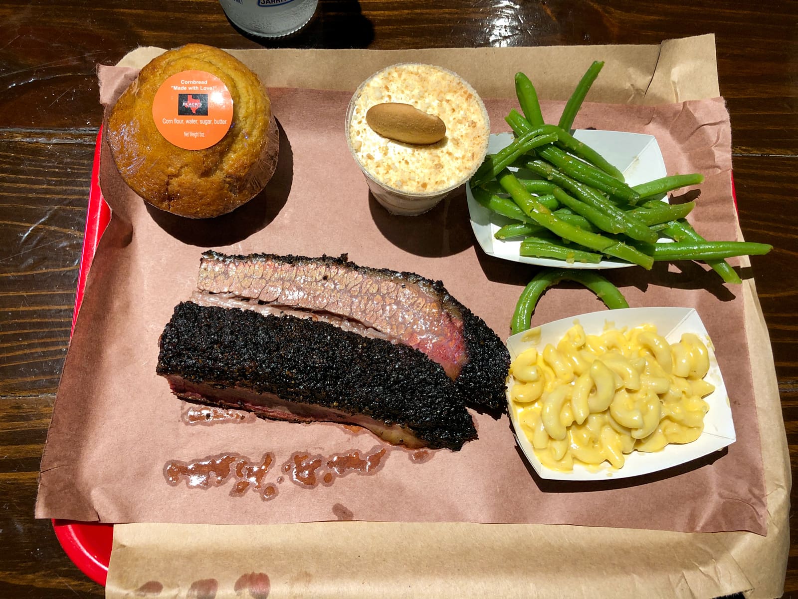 Brisket, cornbread, and sides at Terry Black's Barbecue in South Austin