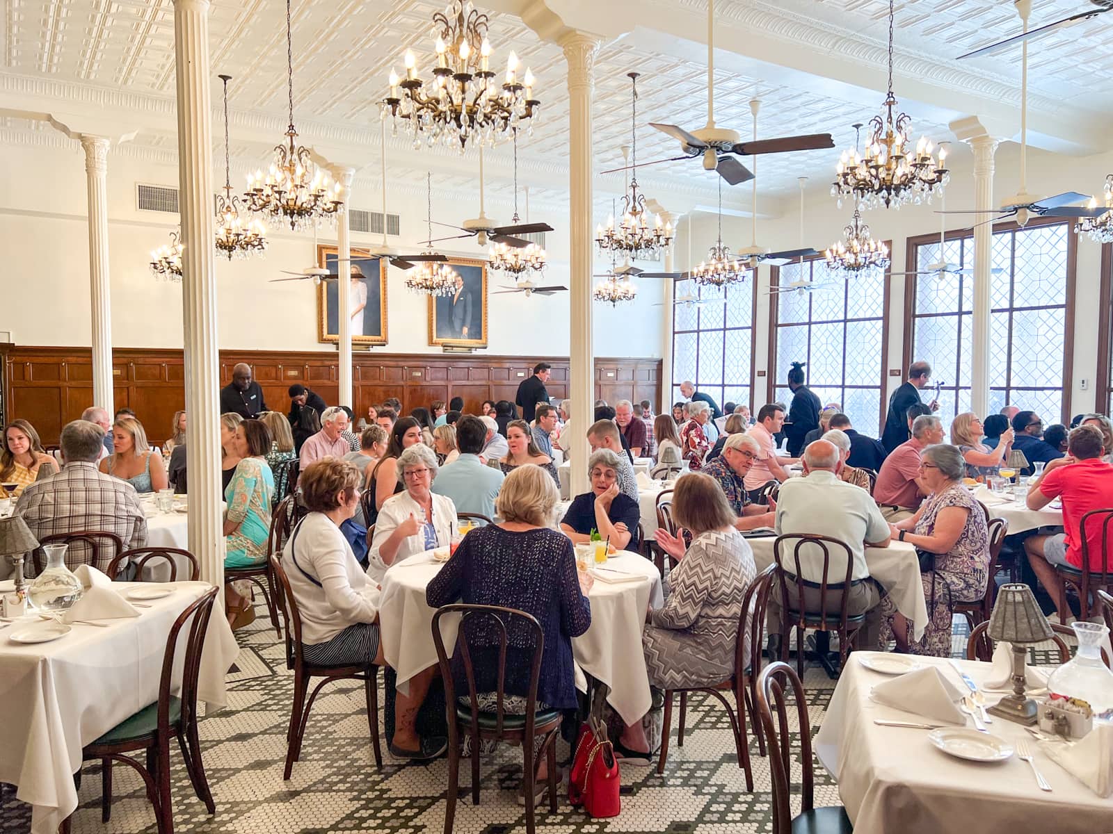 Arnaud Restaurant's Sunday jazz brunch in the light-filled Main Dining Room.