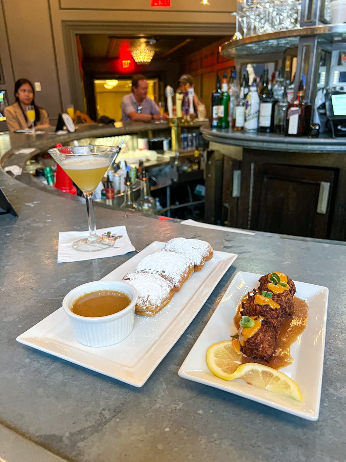 Morning snacks and cocktails at the Carousel Bar & Lounge in Hotel Monteleone