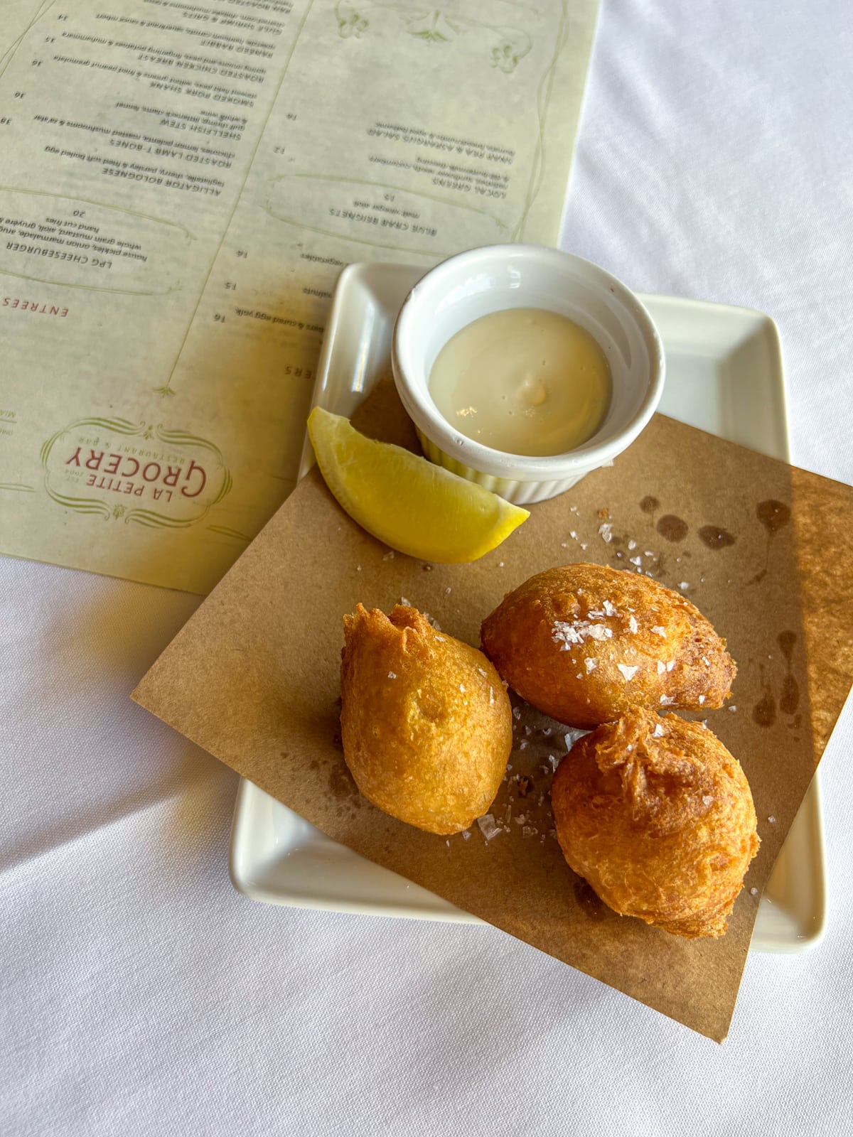 Blue crab beignets at La Petite Grocery