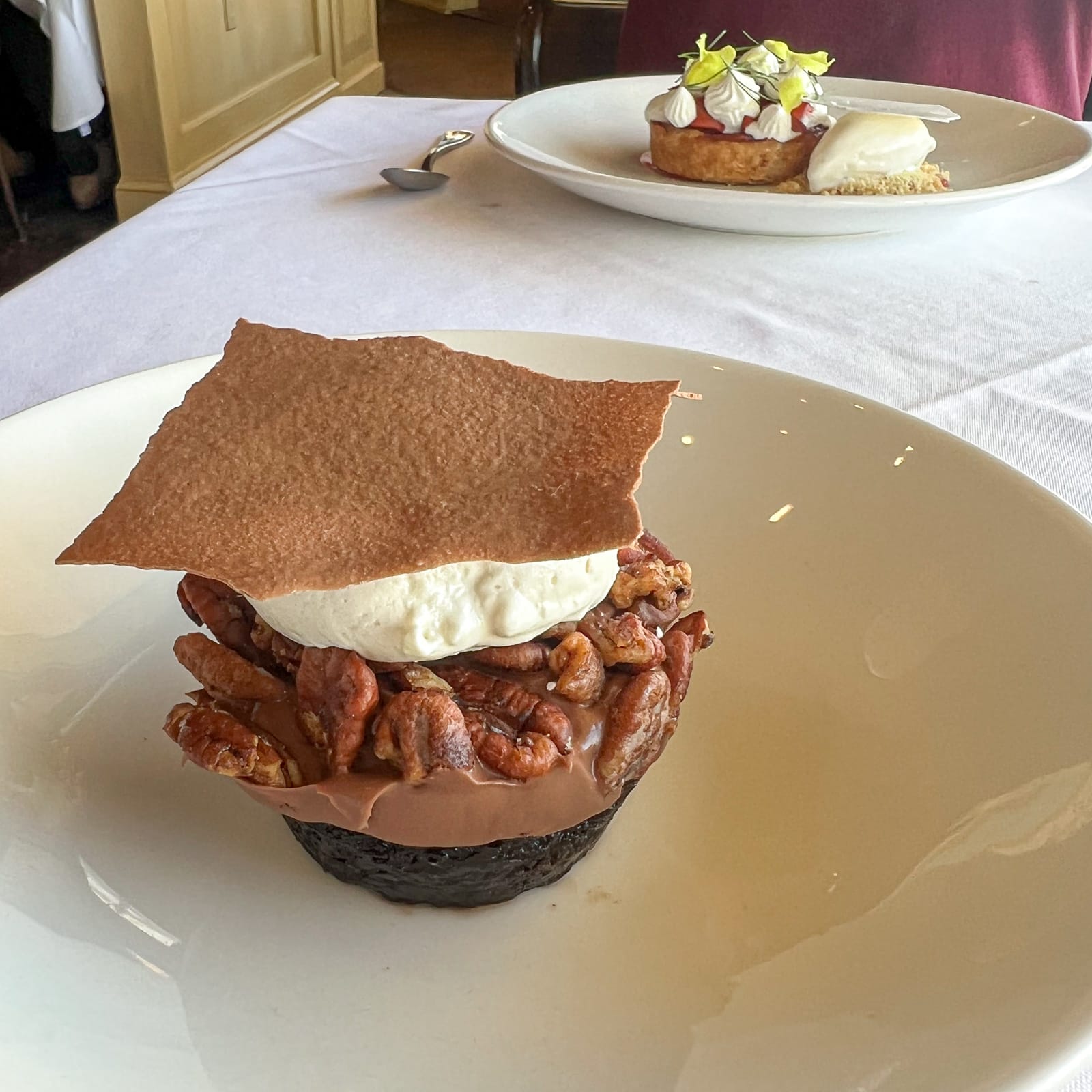 Chocolate chess pie and a strawberry tart at La Petite Grocery