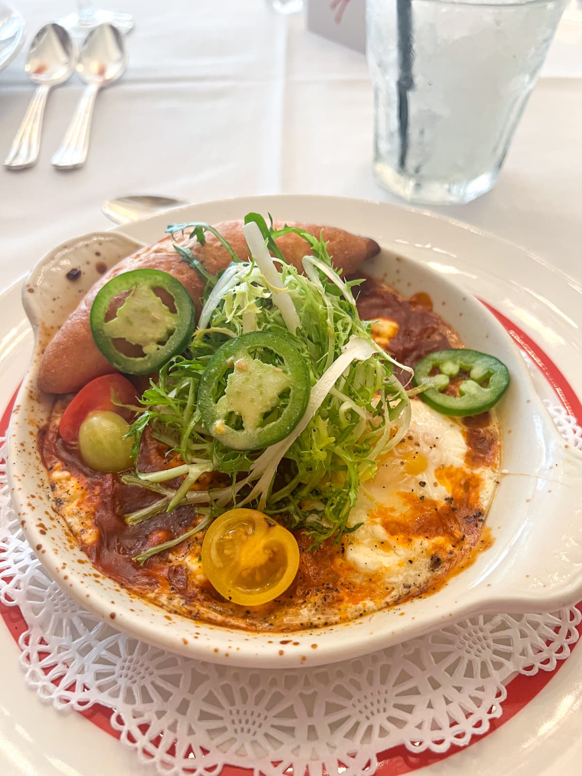 Eggs piperade at Arnaud's restaurant in New Orleans