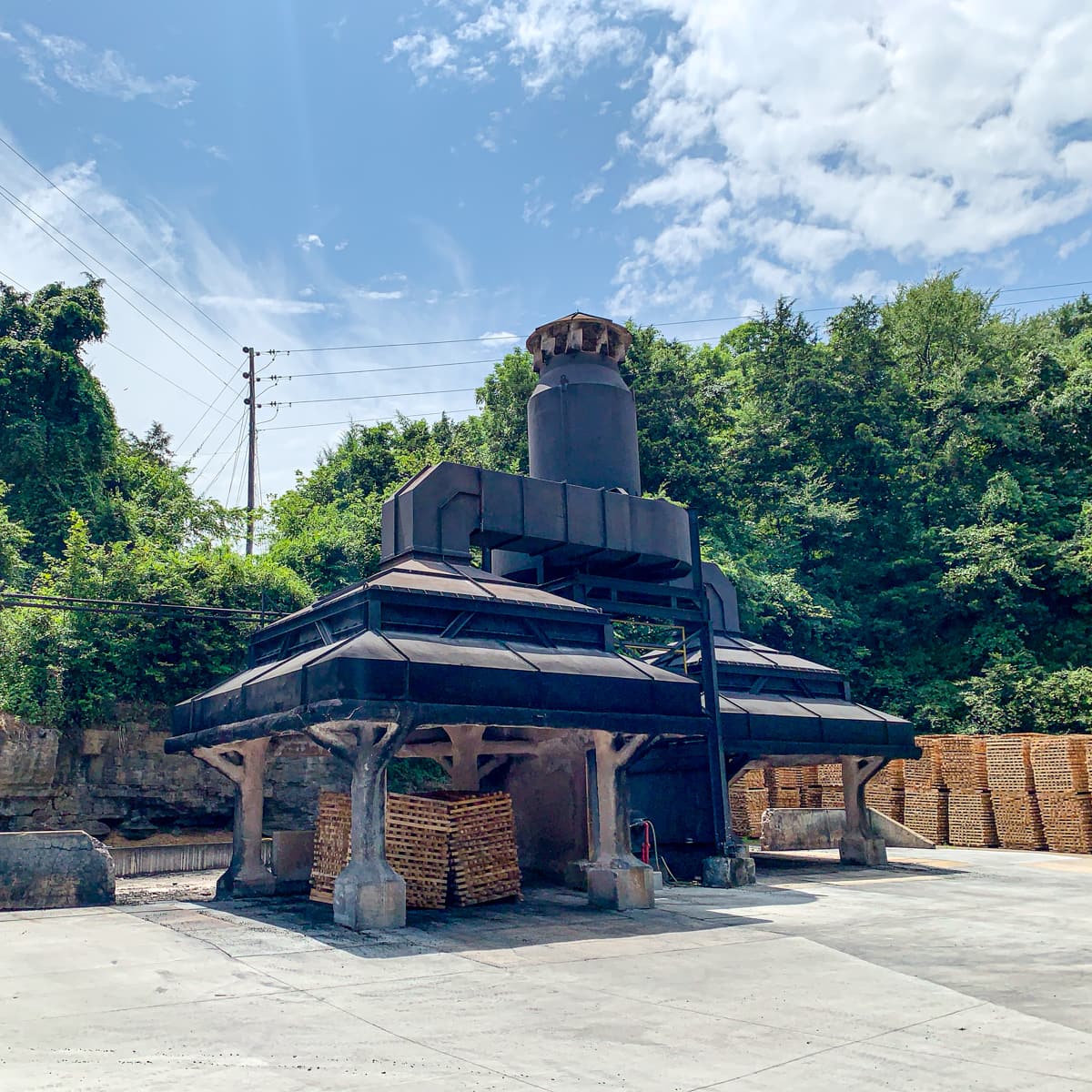 Charcoal production as seen on a Jack Daniel's Distillery tour