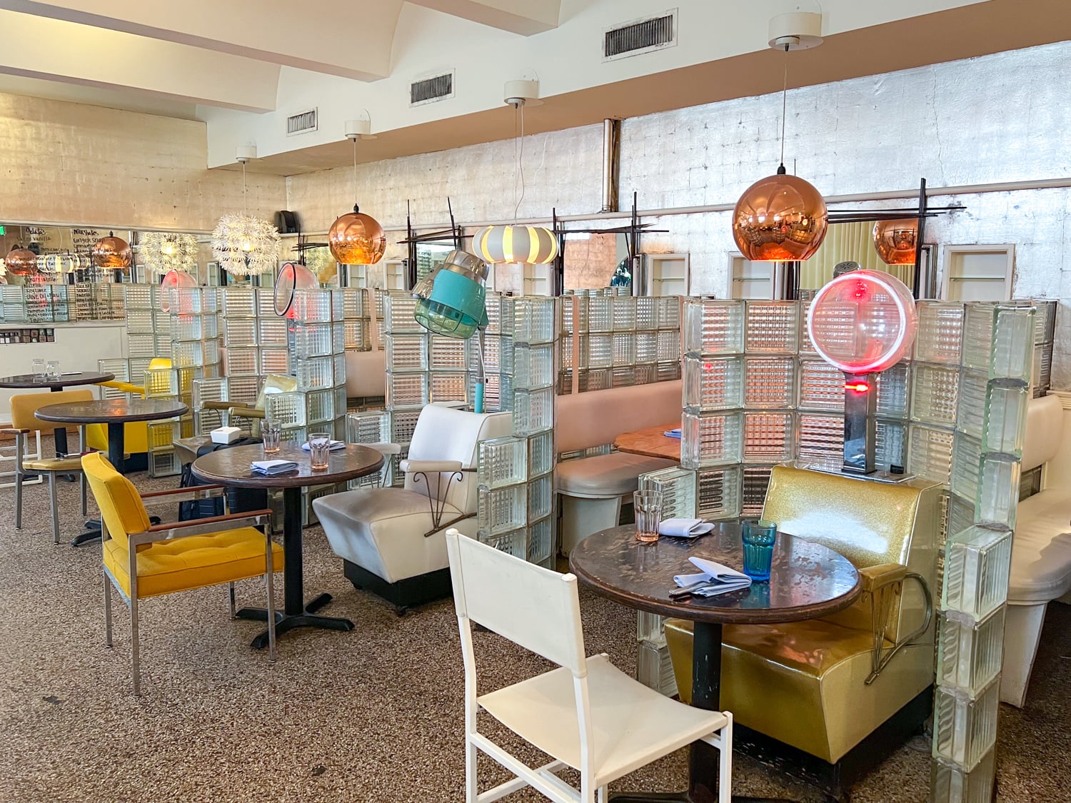 Old hairdressing chairs were re-purposed at The Beauty Shop restaurant in Memphis, Tennessee