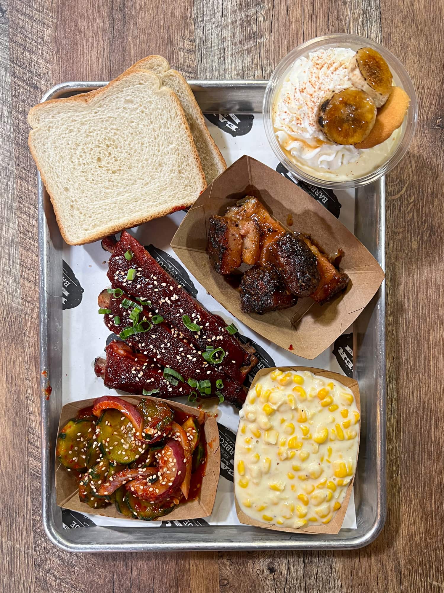 Korean ribs and pork belly burnt ends at Eaker Barbecue, one of the best BBQ restaurants in Fredericksburg, TX