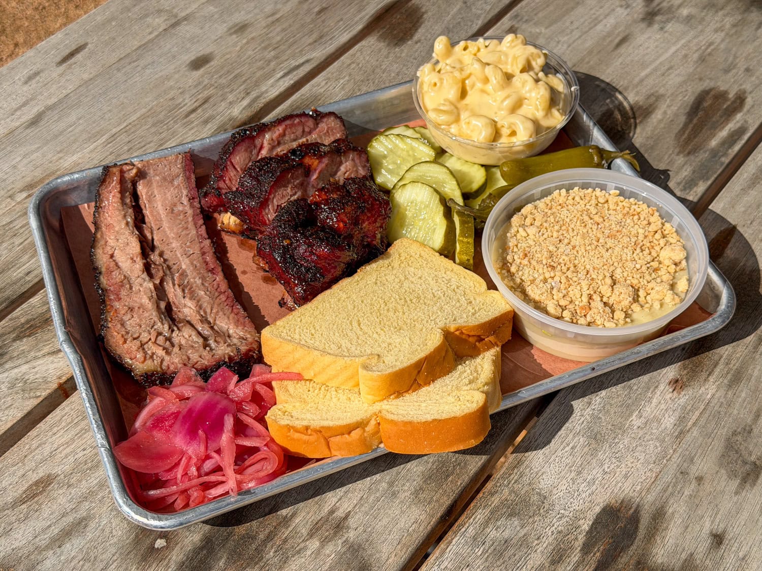 Junebug's BBQ brisket and baby back ribs.